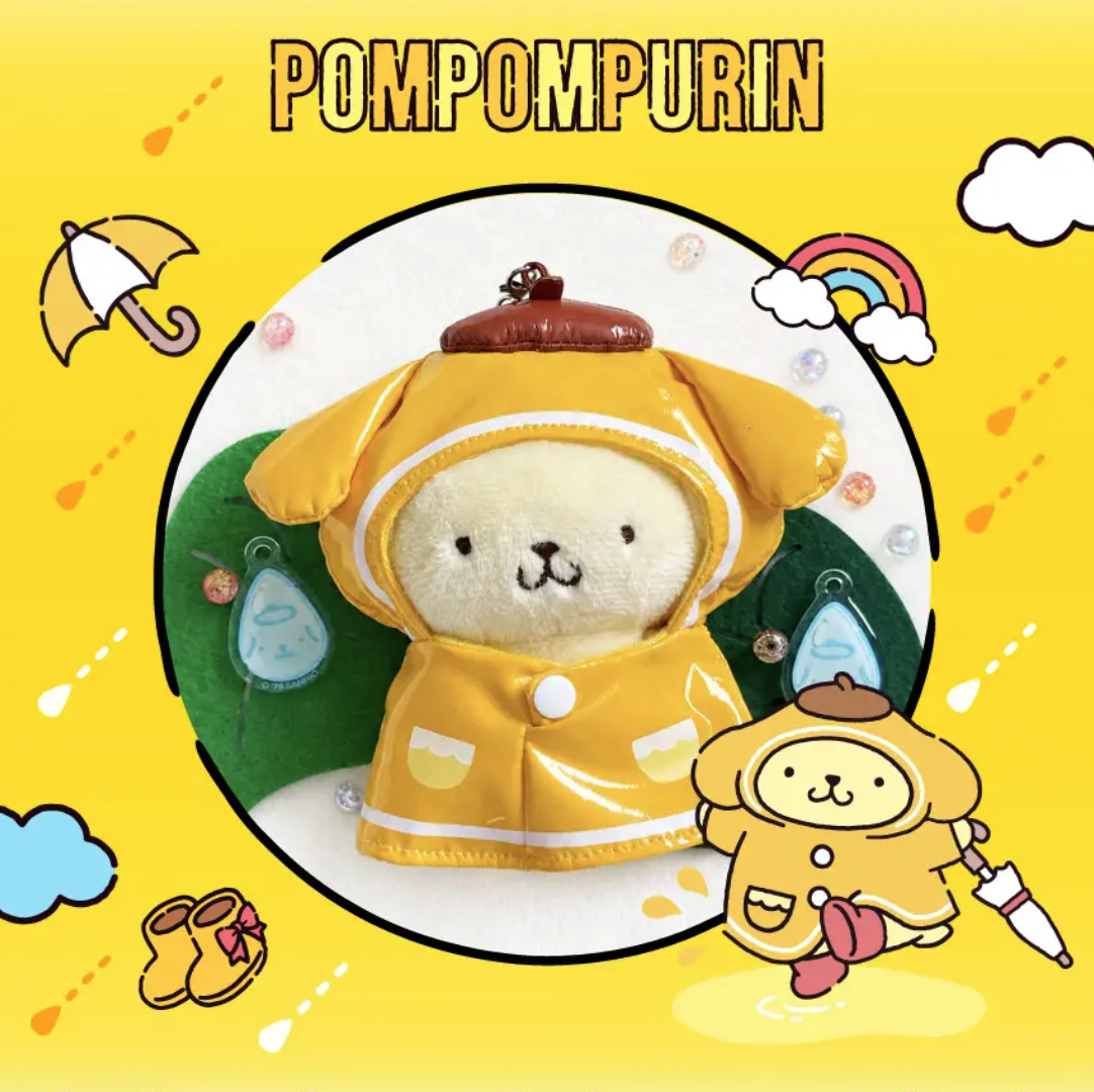 韓國Olive Young x Sanrio 角色 雨衣造型 公仔吊飾鎖匙扣 ｜Rainy Day Plush Keyring