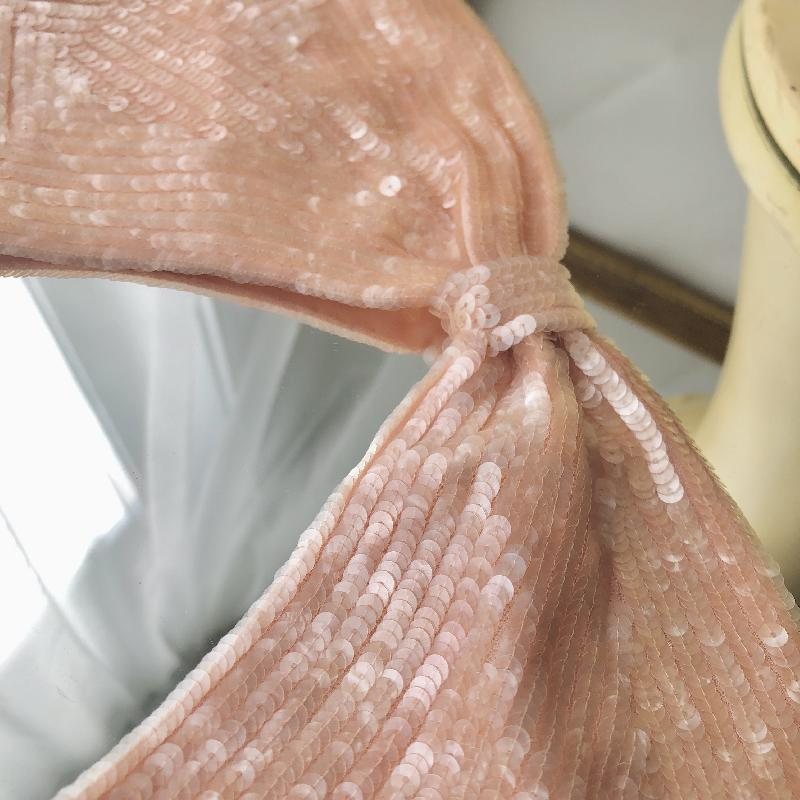 C.a. 1950s Handmade Salmon Pink Sequin Bow Embellishment(MT612)