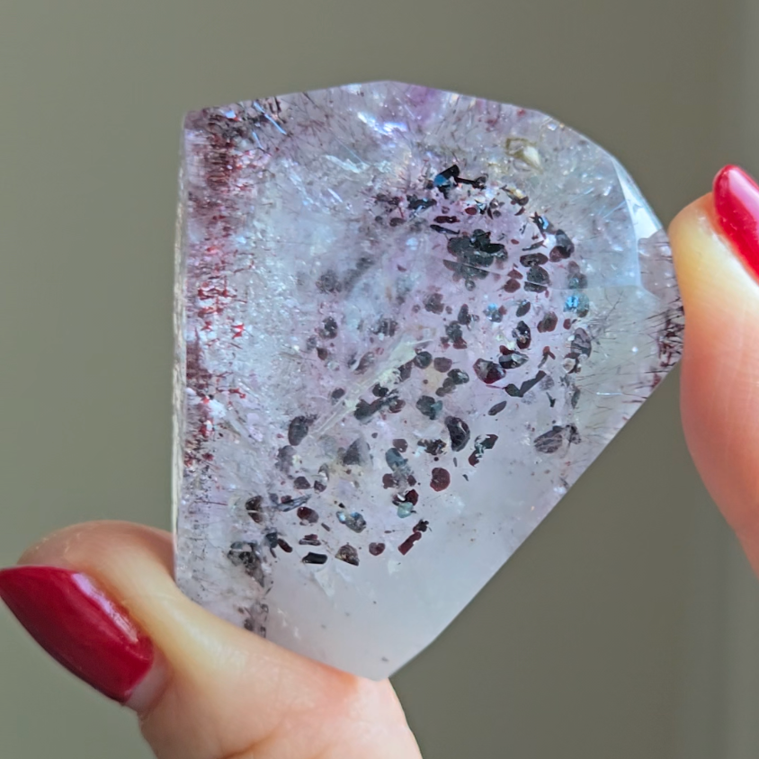 Amethyst with sparkly mica and red hematite - S777