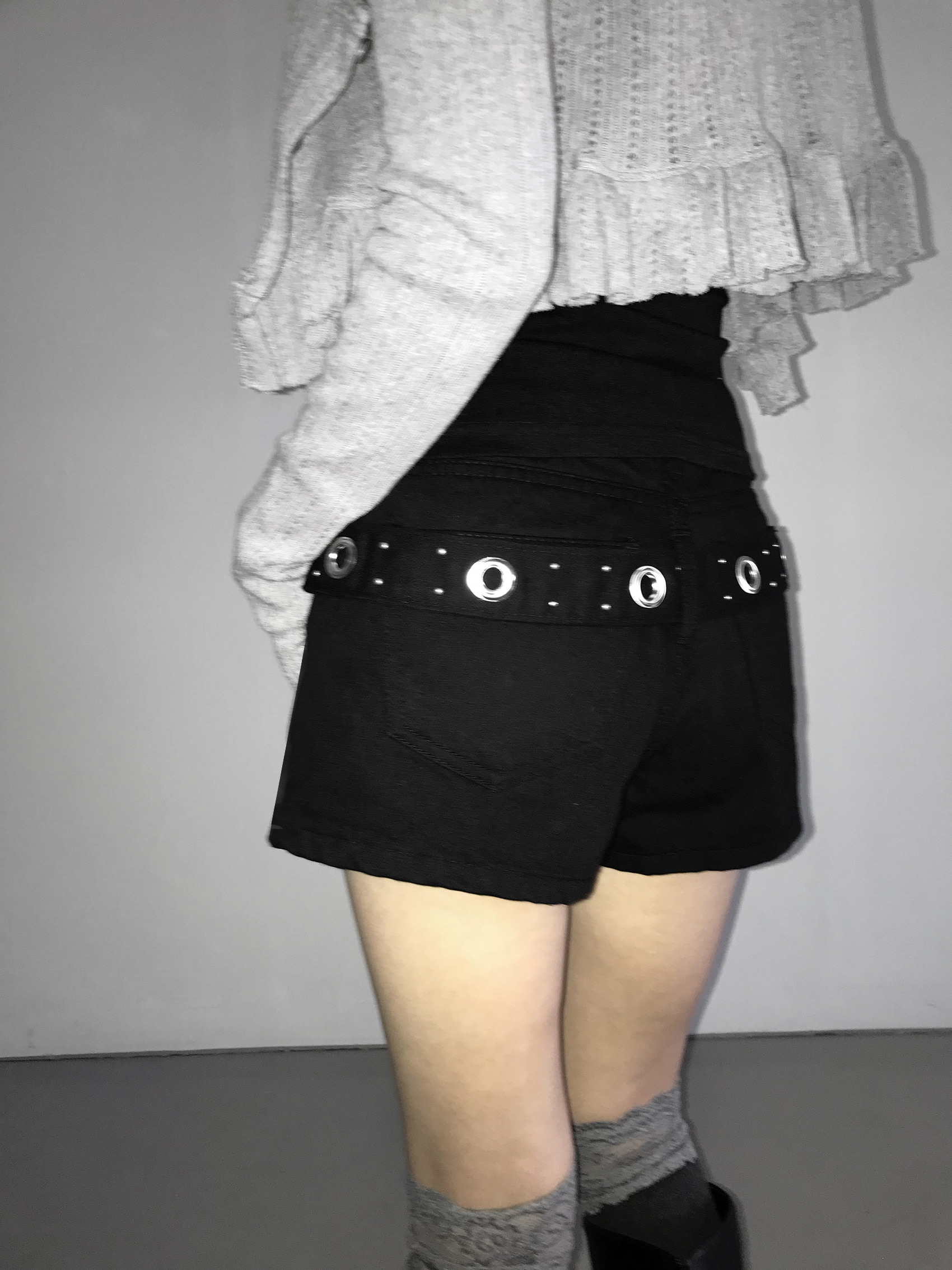Grommet Belt Mini Shorts