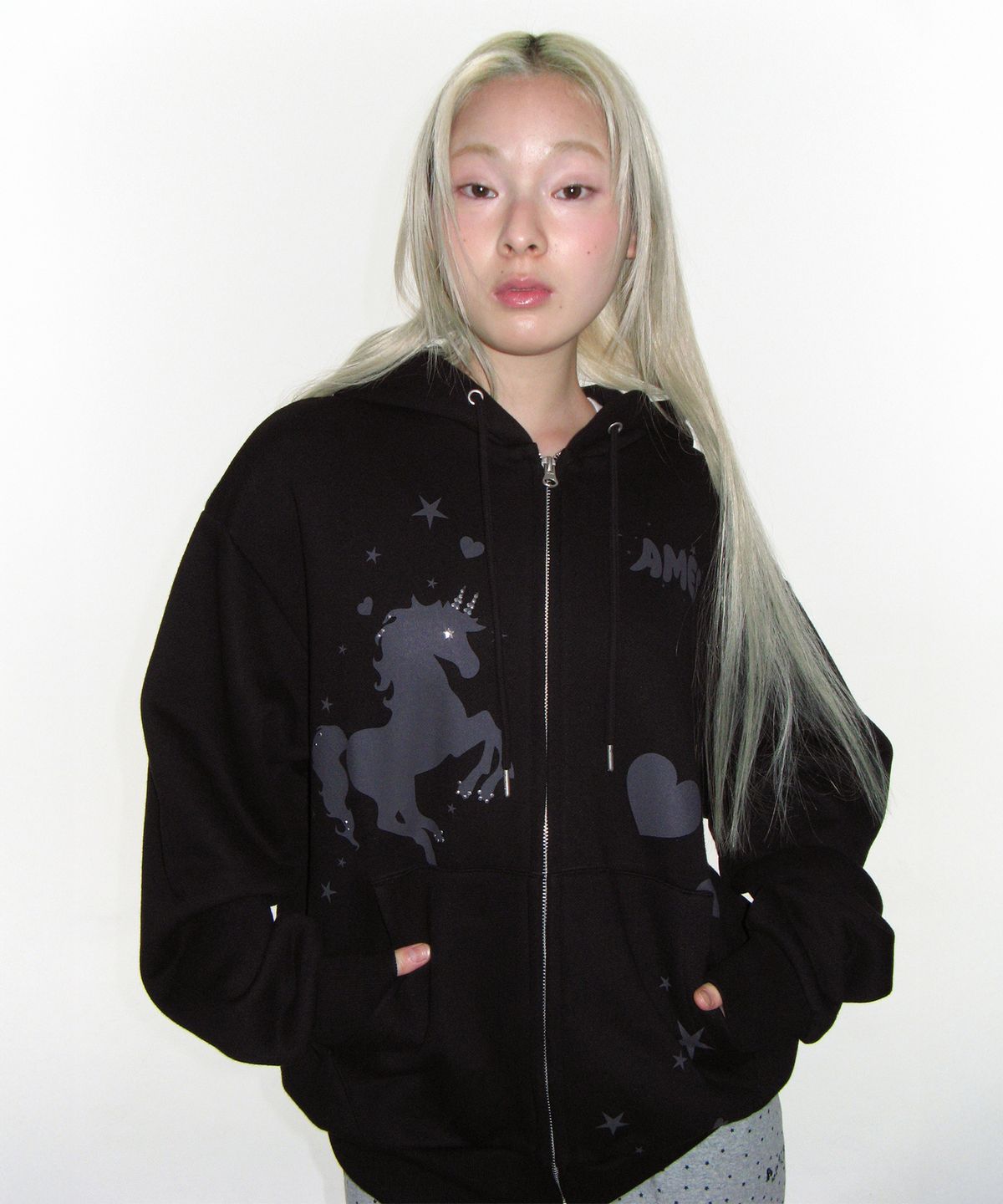 🇰🇷訂購｜AMES 26SS｜ UNICORN DRAWING HOODIE ZIP 2色 