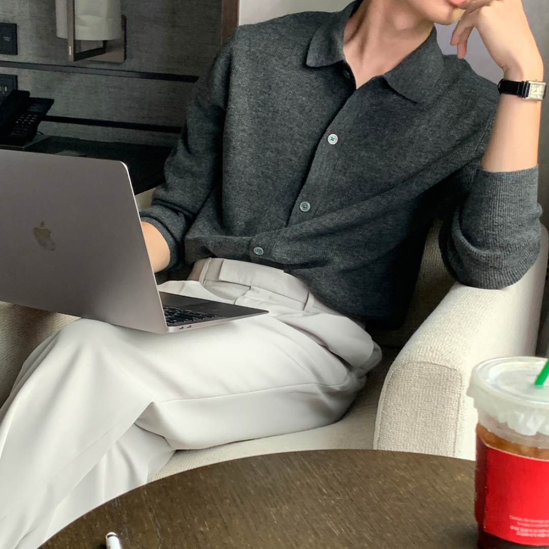 【In Stock】Cashmere Collared Knitwear