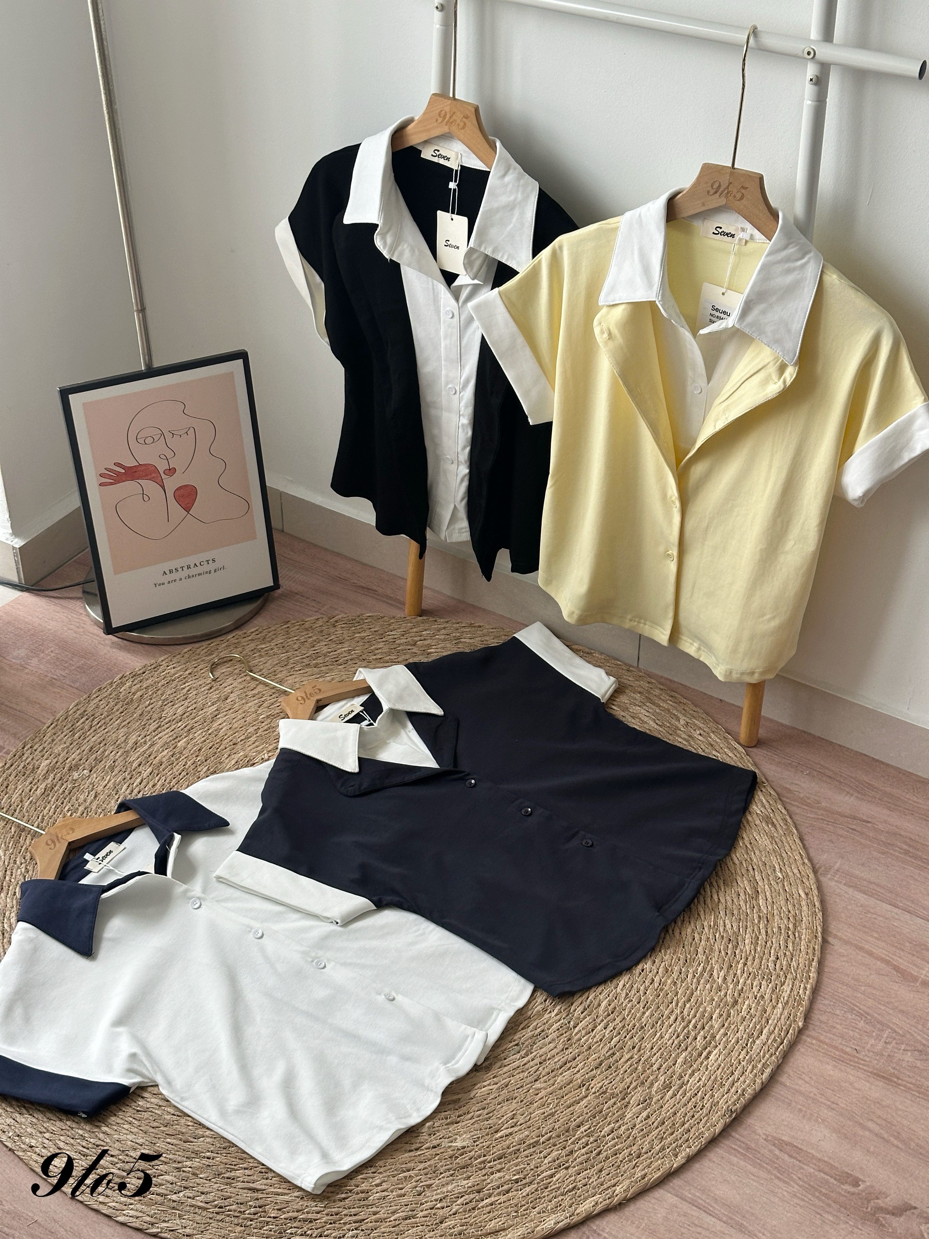 T4319 Contrast Fake Two-Piece Shirt - 4 Colors 