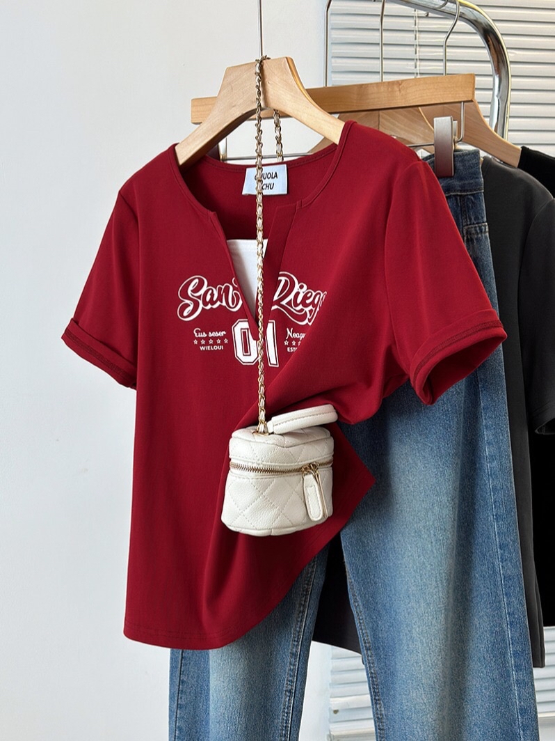 B144(32637) 美式假两件SANDIEGO 01甜酷4色上衣