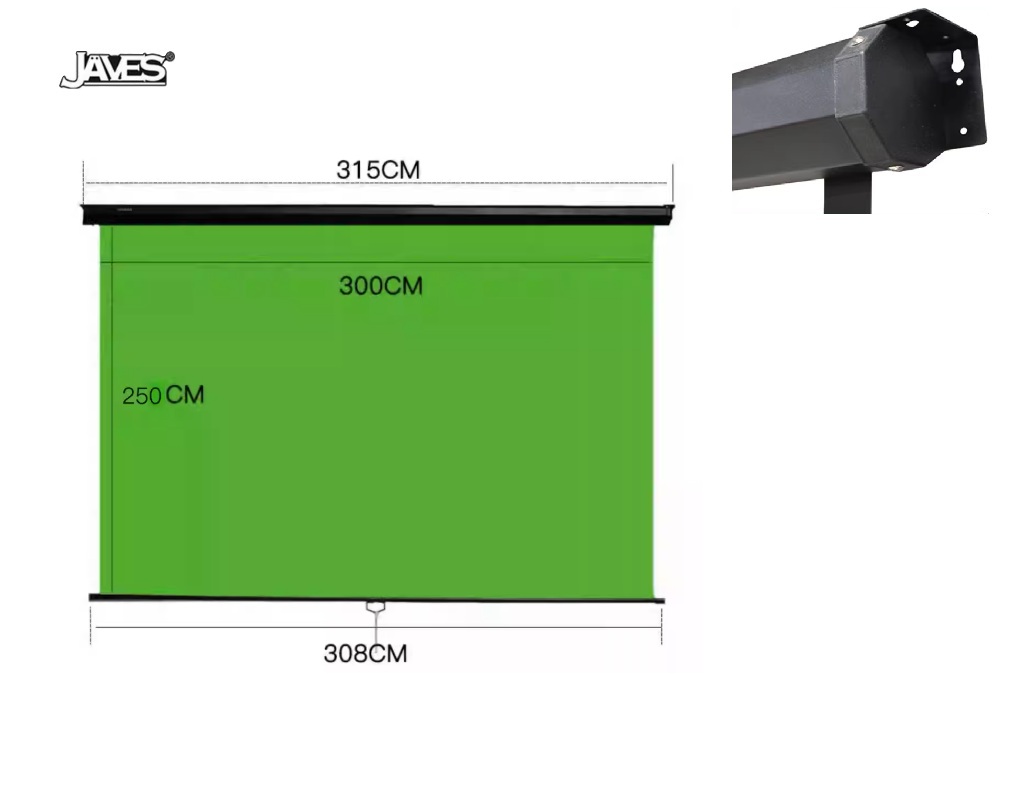 JAVES 315cm(W) X 258cm(H) Wall / Ceiling Mount Chroma Green Screen Background 直播專用掛牆式綠色背景屏幕