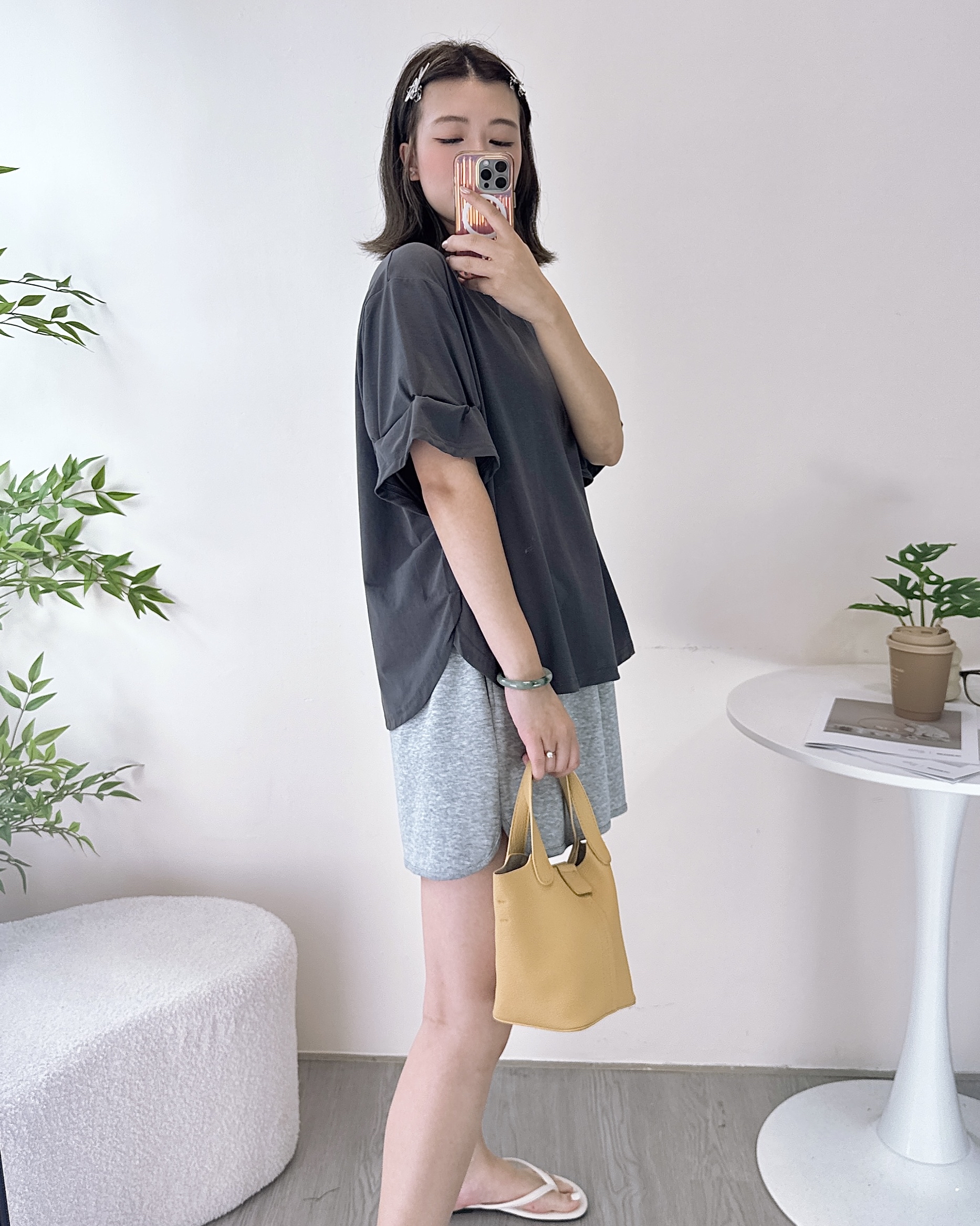 簡約百搭摺袖薄棉上衣 3色