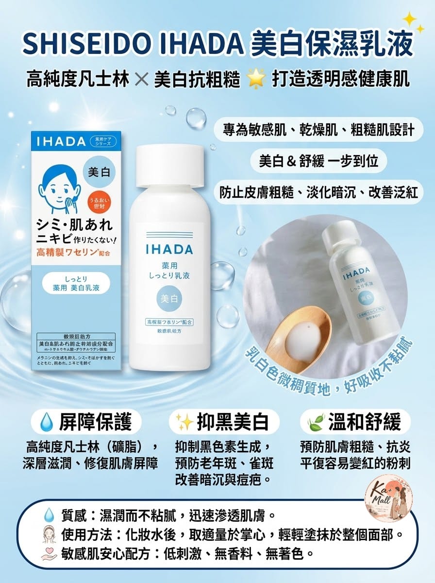 ​🌟 日本資生堂 Shiseido IHADA 藥用美白保濕乳液 (135ml) 🌟