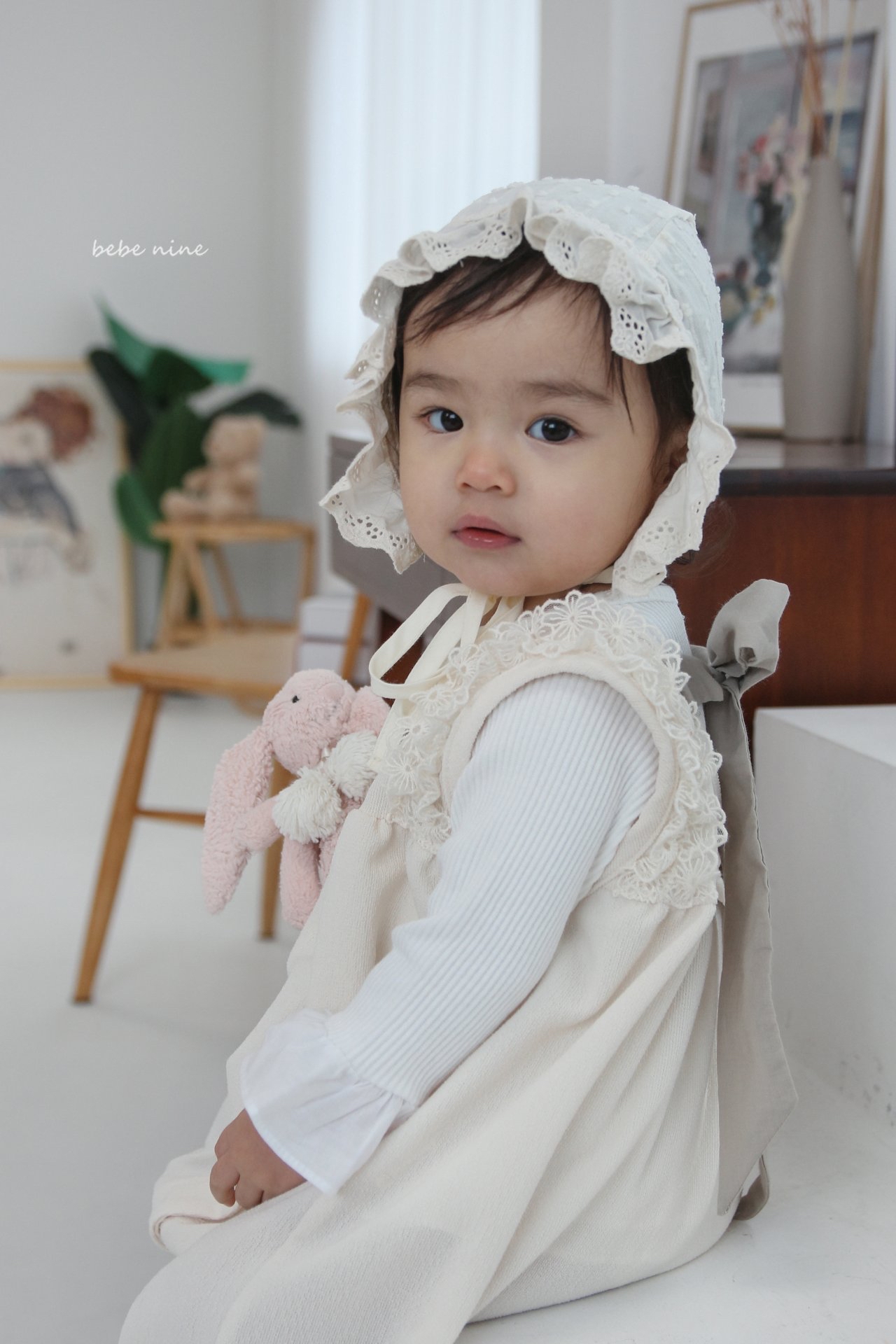 🌸預訂 韓國直送🌸🇰🇷Bebenine蕾絲荷葉花邊包耳帽