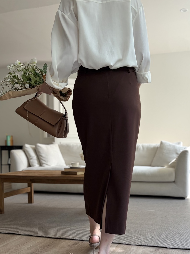 Double-Loop String Belt Skirt (Brown)