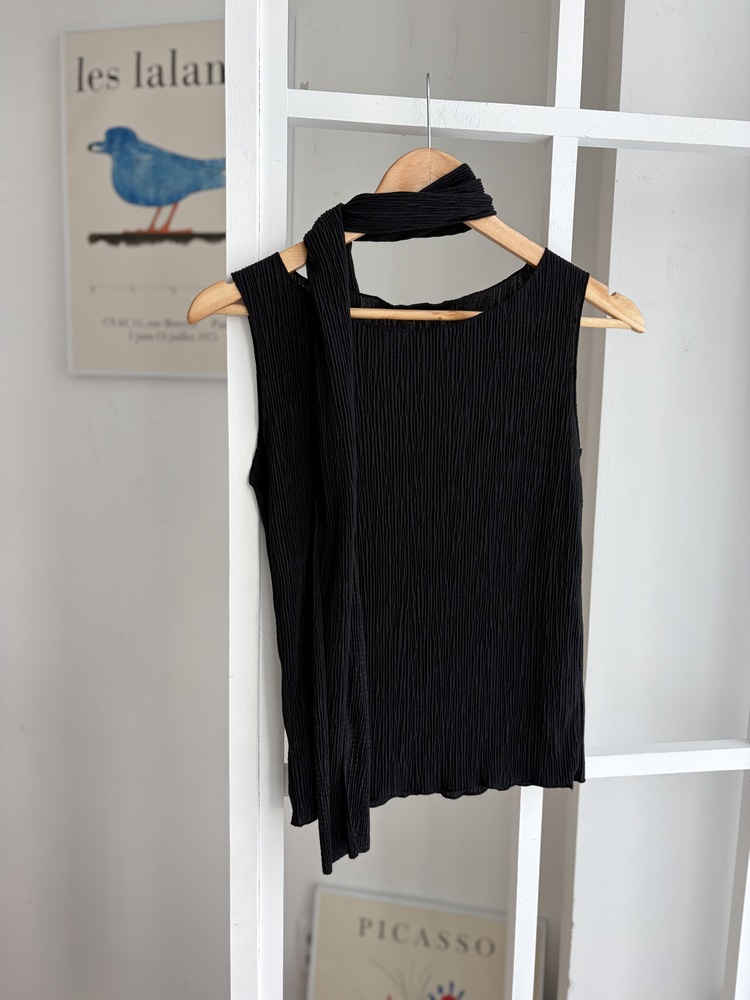 Summer Pleated Scarf Set (Black)