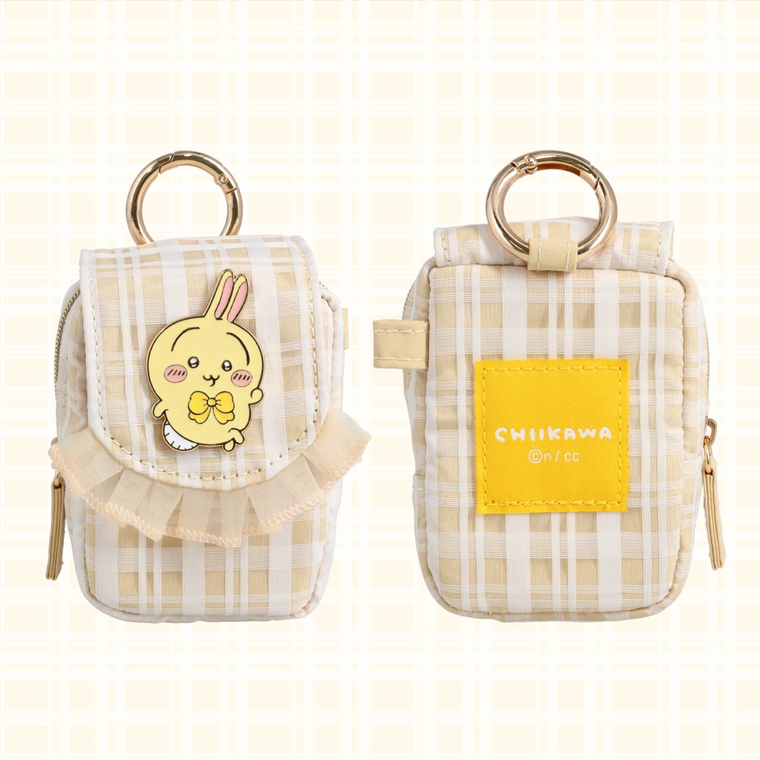 🎀【預訂】Chiikawa Check Series迷你掛包 - Usagi