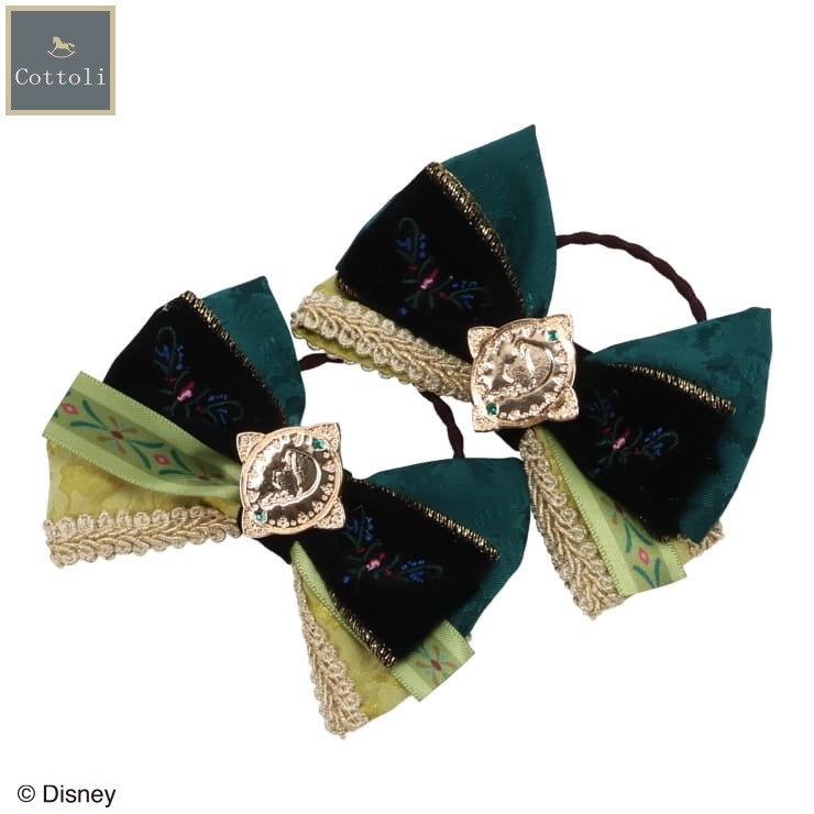 🇯🇵限時預訂 日本直送🇯🇵Cottoli x Disney公主系列Anna刺繡閃石蝴蝶結髮圈兩件套