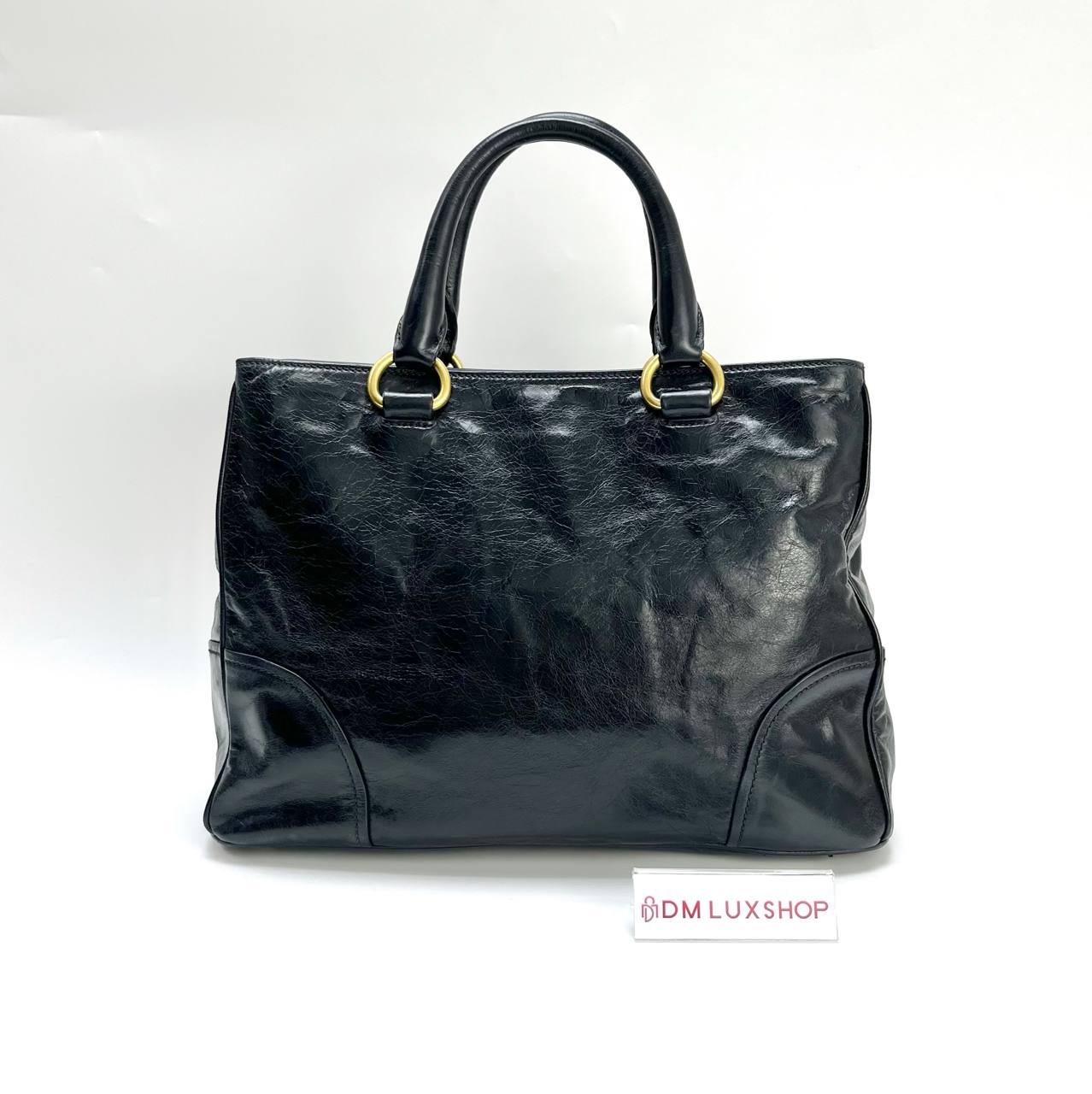 Prada Vitello Shine Leather 2 Ways Satchel Black