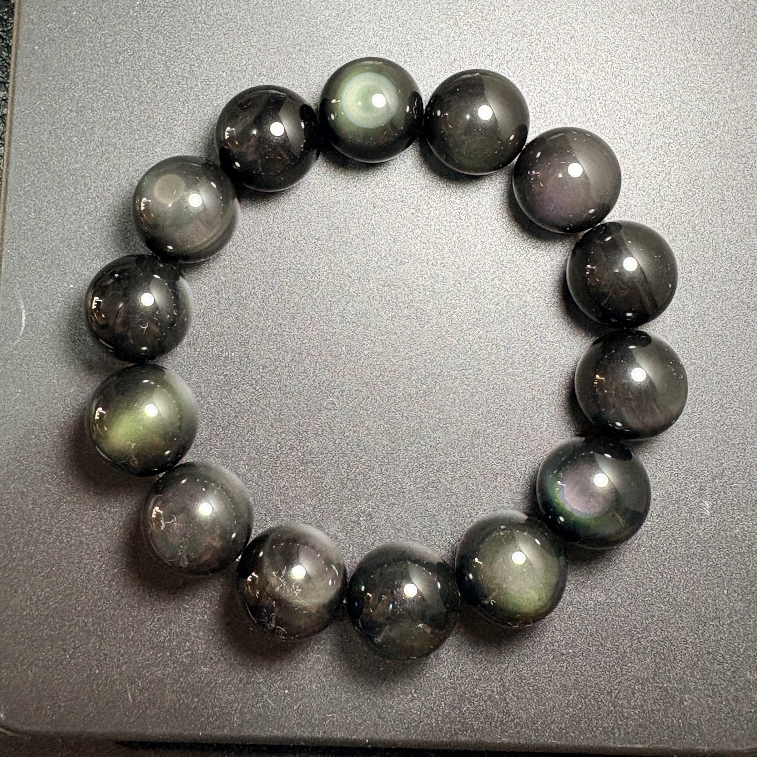 16mm雙彩彩曜石手串No.3496丨規格:16mm珠/ 18cm內圈