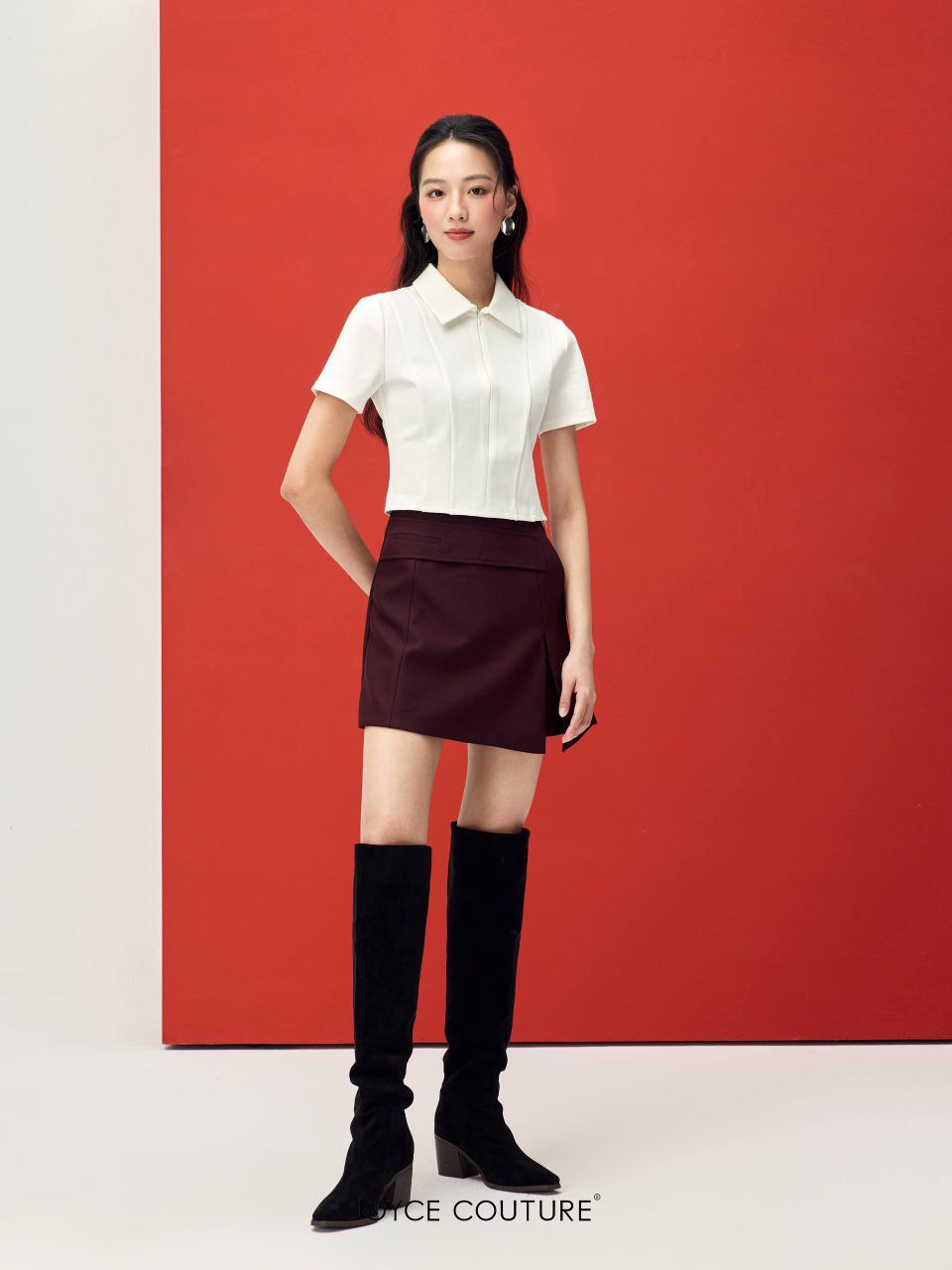 不对称腰带裤裙 P0451