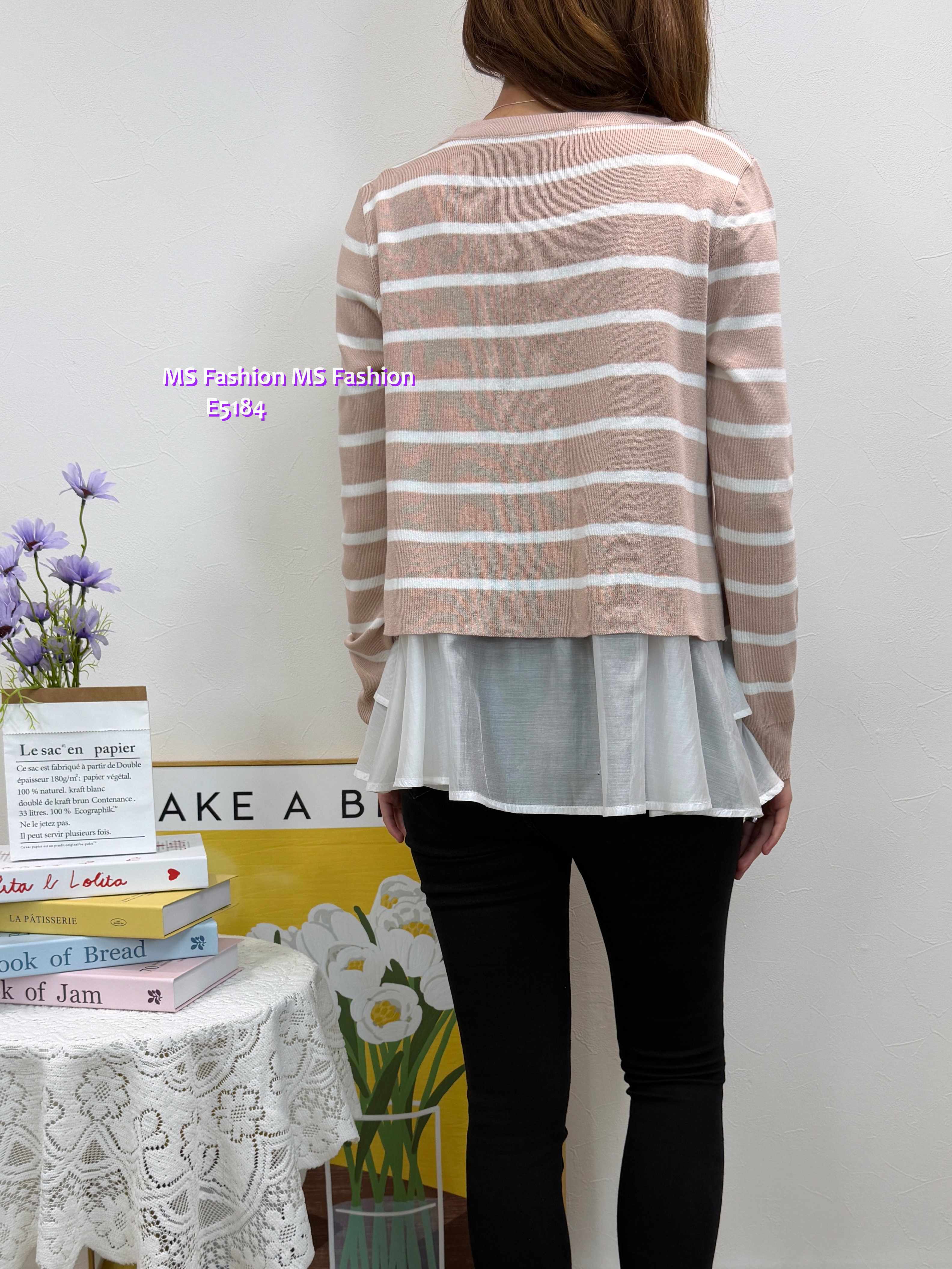 E5184 條子top+打底背心top set
