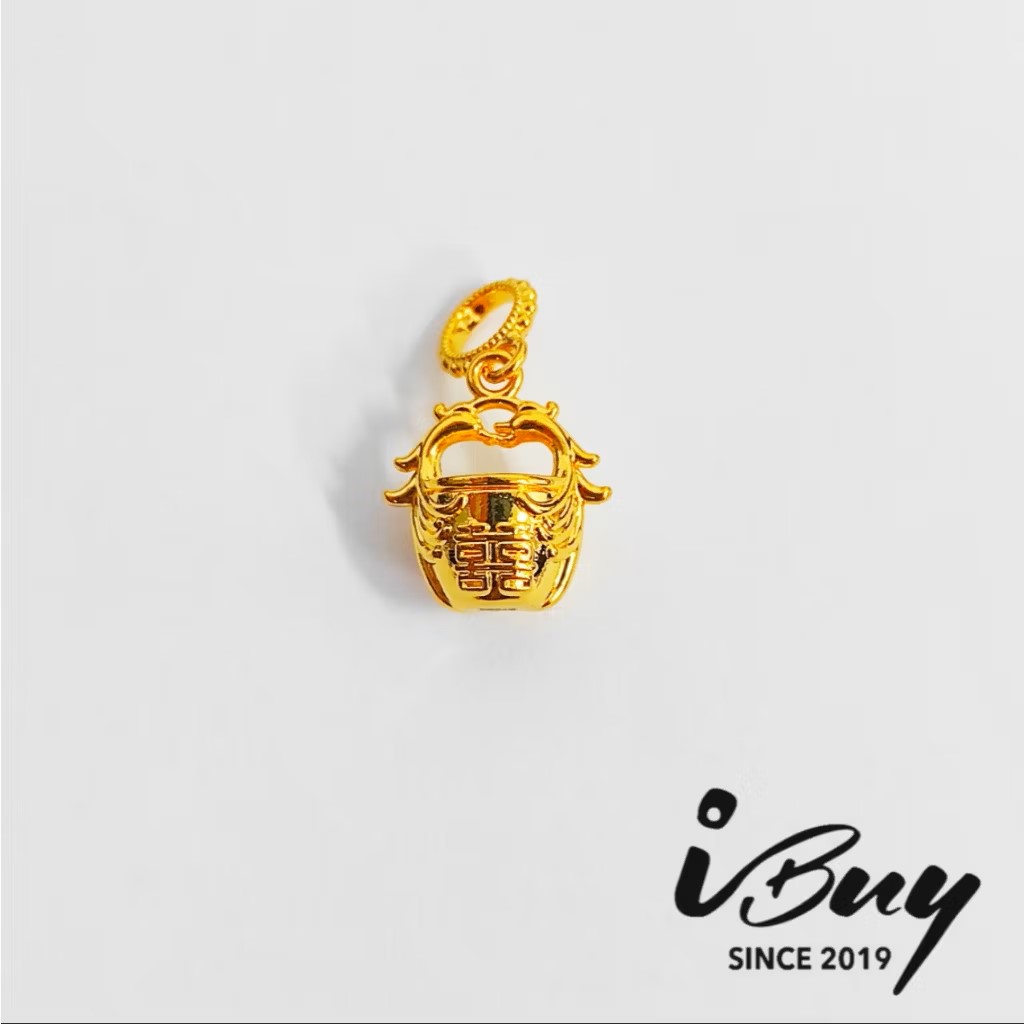 916 HARD GOLD WEDDING JOY ABACUS/ COMB/ SCISSORS/ MIRROR/ SHOE/ RUYI/ BASKET/ RULER CHARM BEAD 916 硬金  囍 算盘/ 梳子/ 剪刀/ 镜子/ 鞋子/ 如意/ 金斗/ 尺子串咀