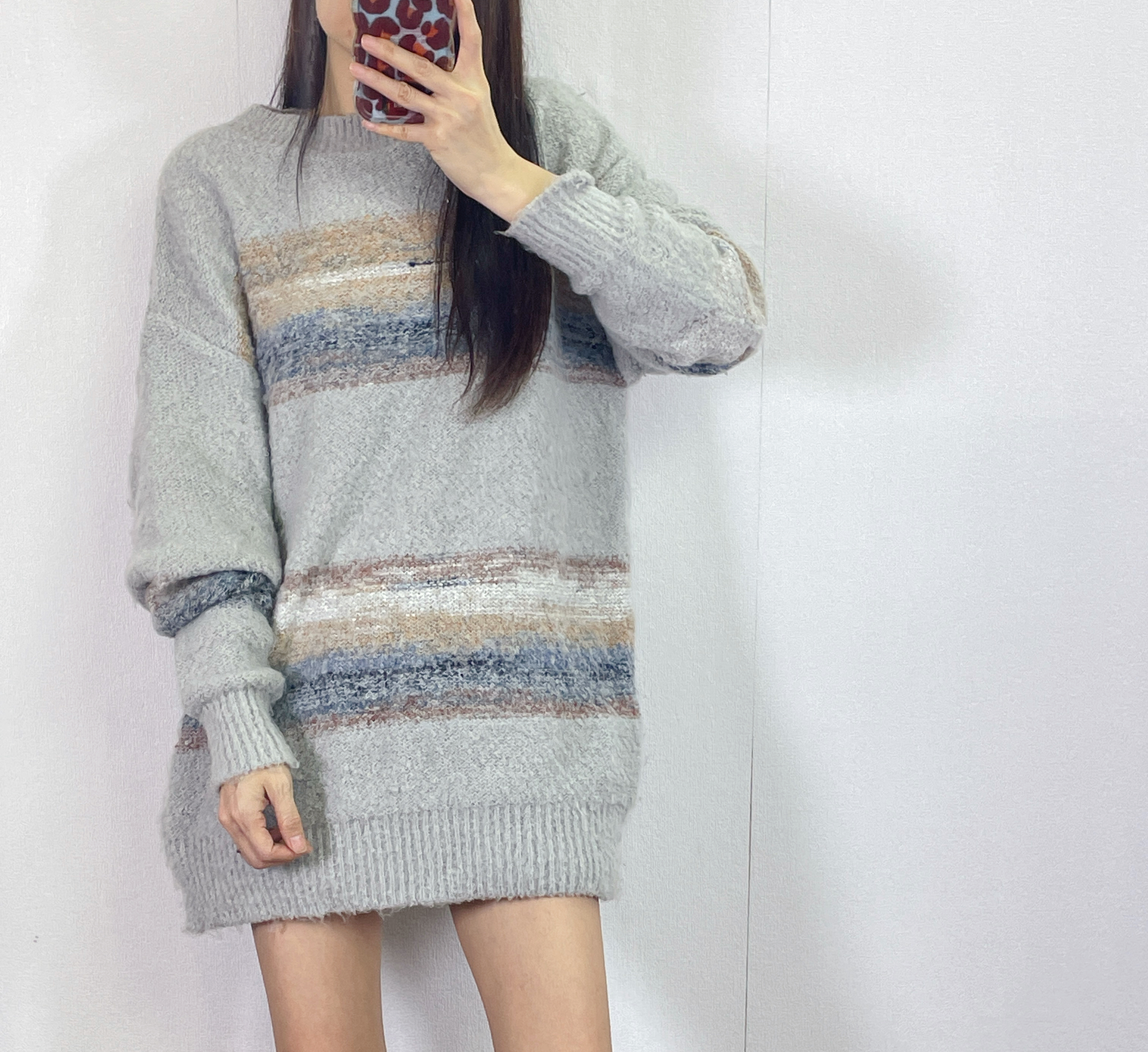 K5545 軟糯間色長身針織