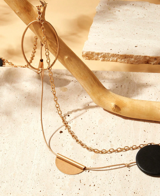 Double Layer Geometric Long Necklace