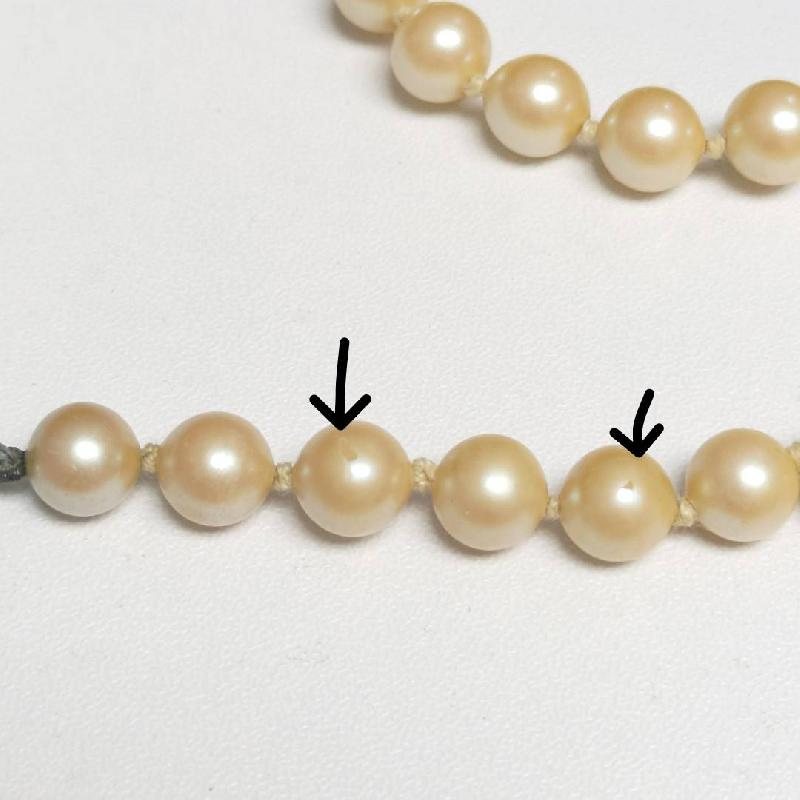 c.a. 1960s England Hand Knotted Champagne Rose Glass Pearl Necklace - 60cm (EC511)
