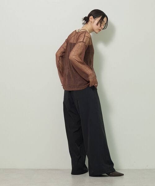 薄紗褶皺透視上衣