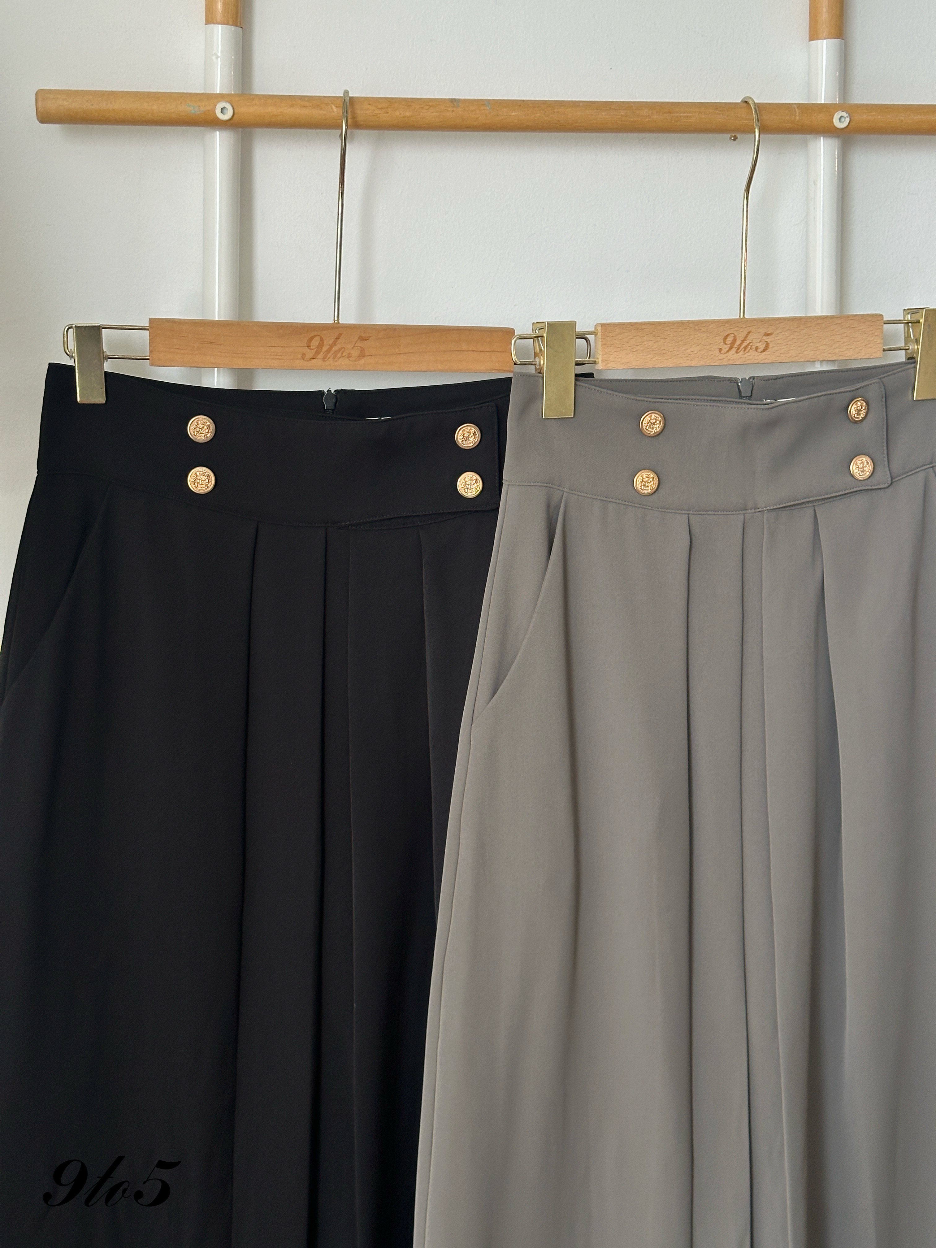 S1982 High Waisted Long Skirt - Black & Grey