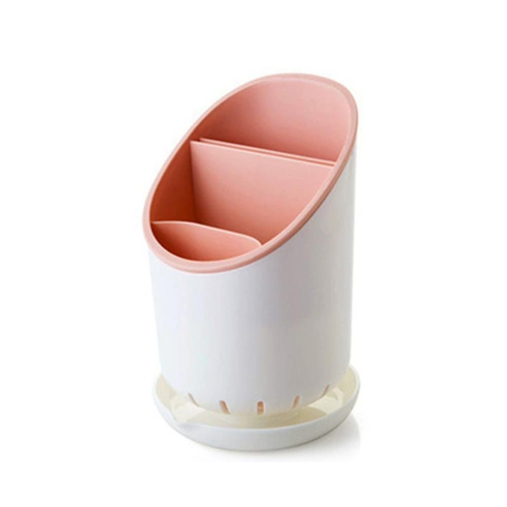 雙層瀝水餐具架 筷子架 餐具收納 勺子 匙羹 筷子籠 收納盒 餐具瀝水 灰色 [平行進口]  HK2700