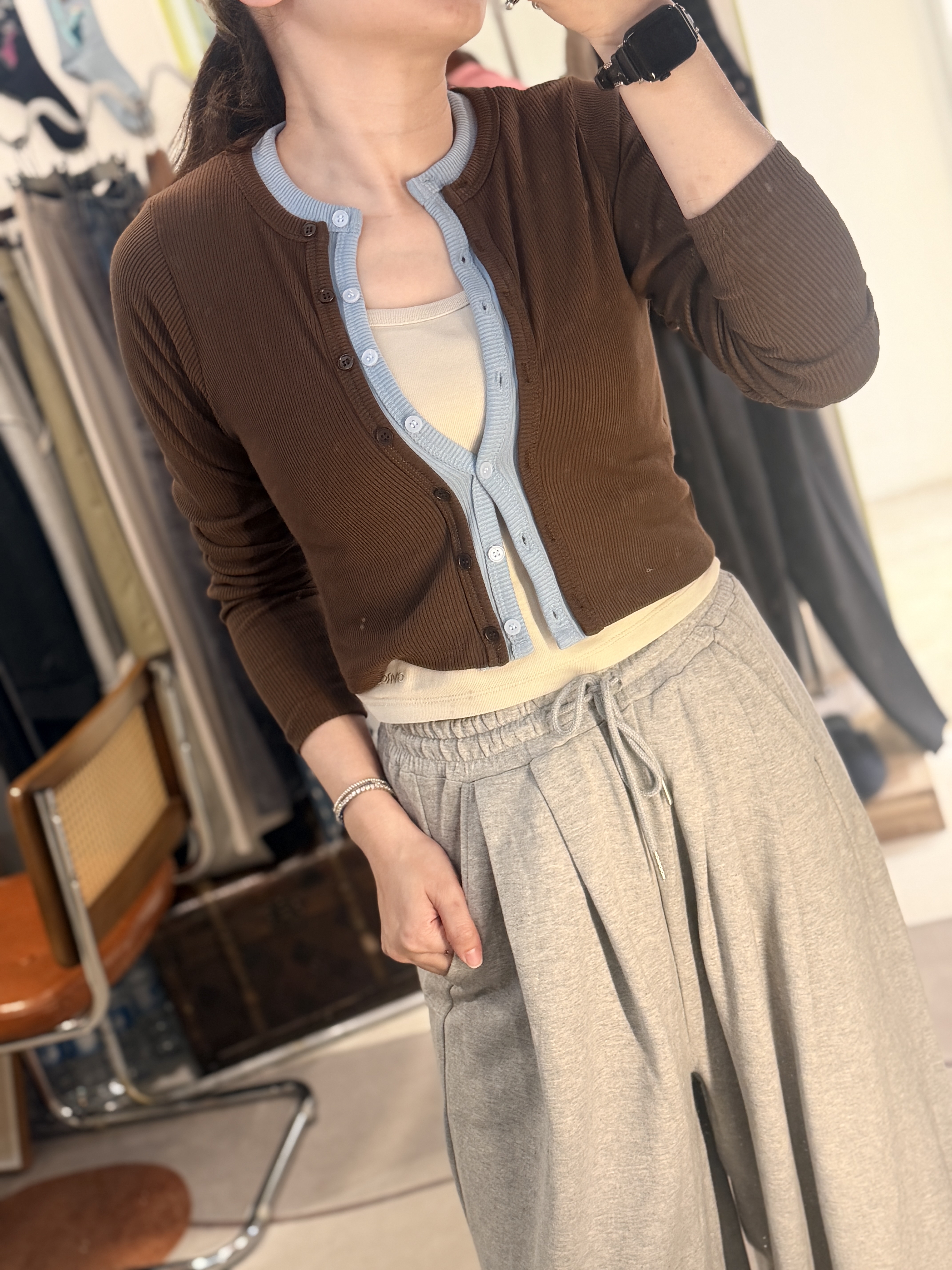 Fake Double cardigan