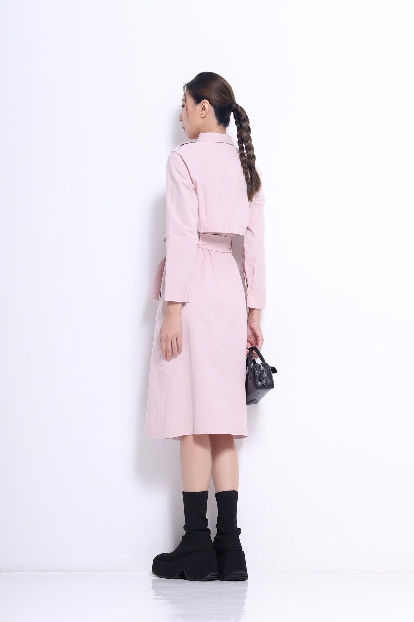 长袖假两件连身裙 2106