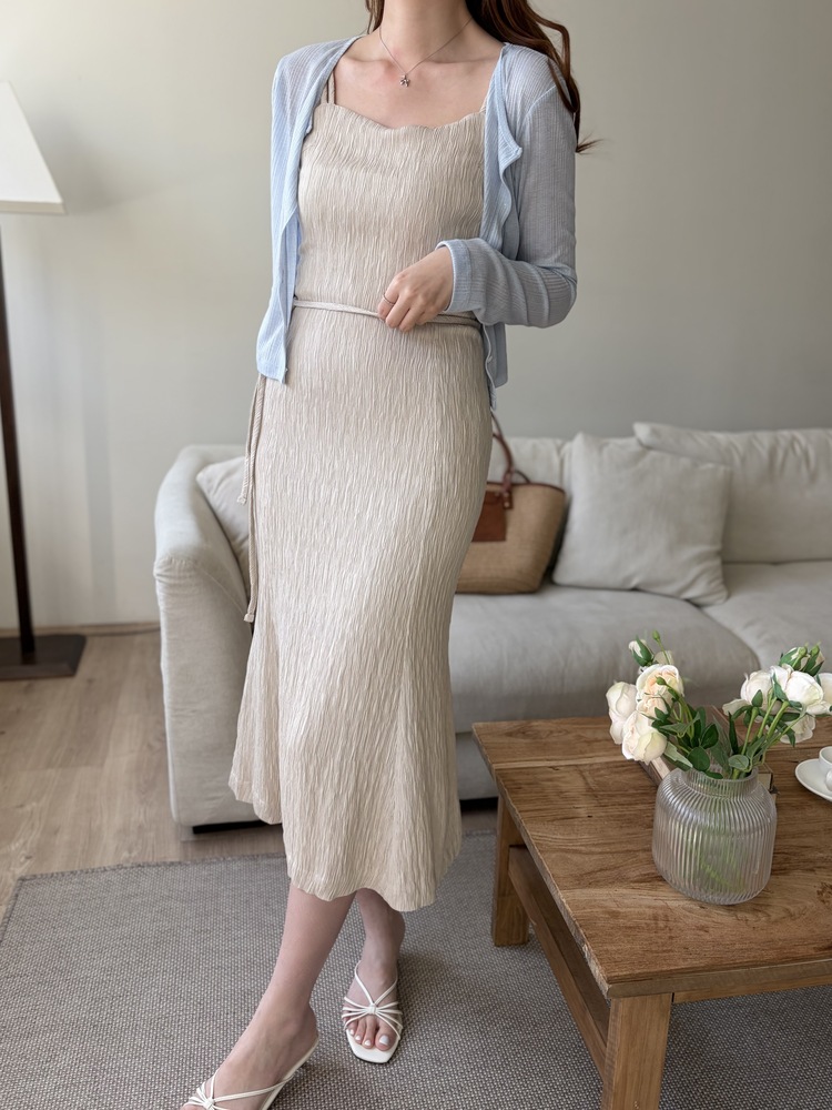 Romance Slim Cami Dress (Beige)