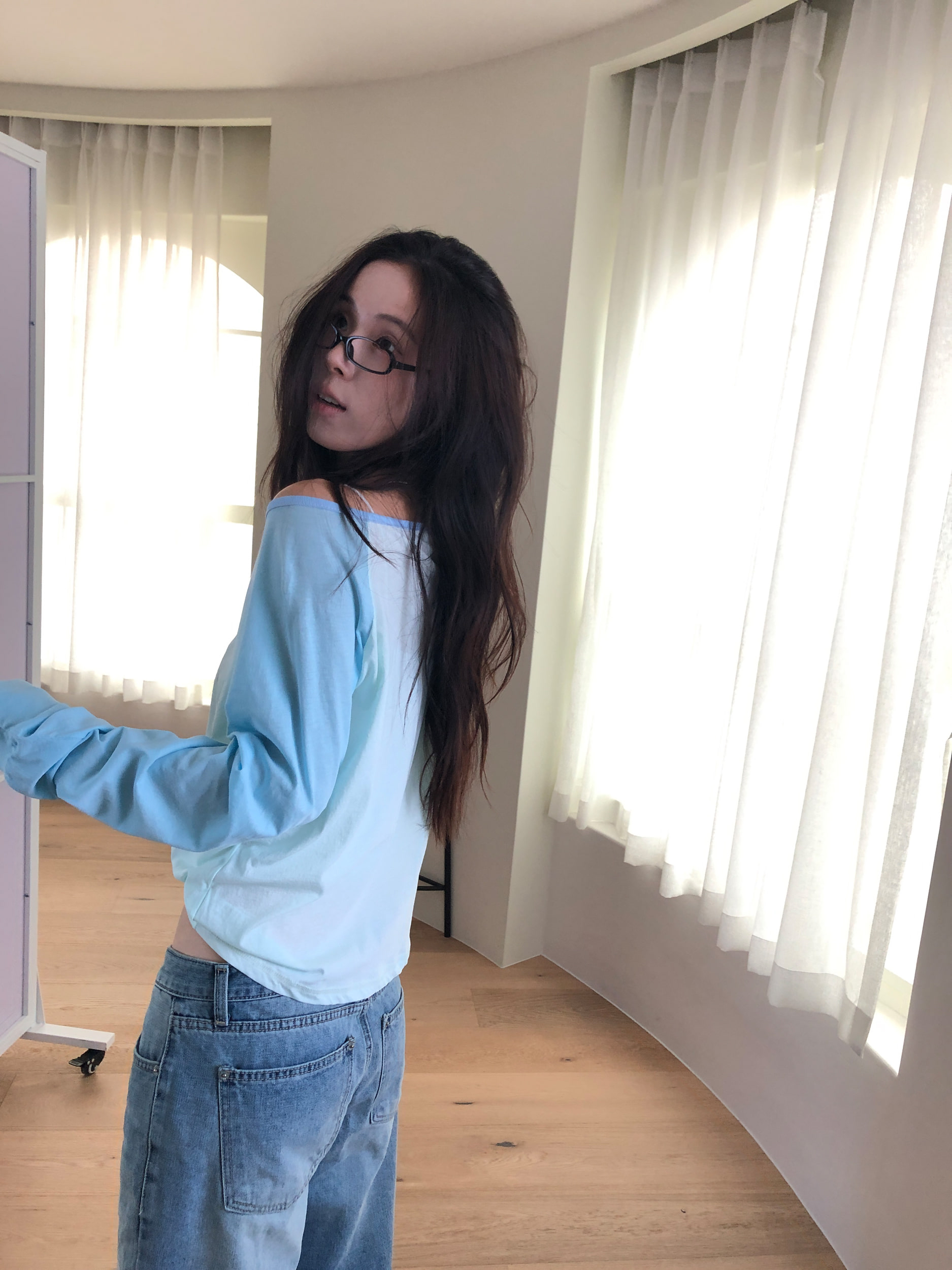 Graphic Raglan Long Sleeve Top