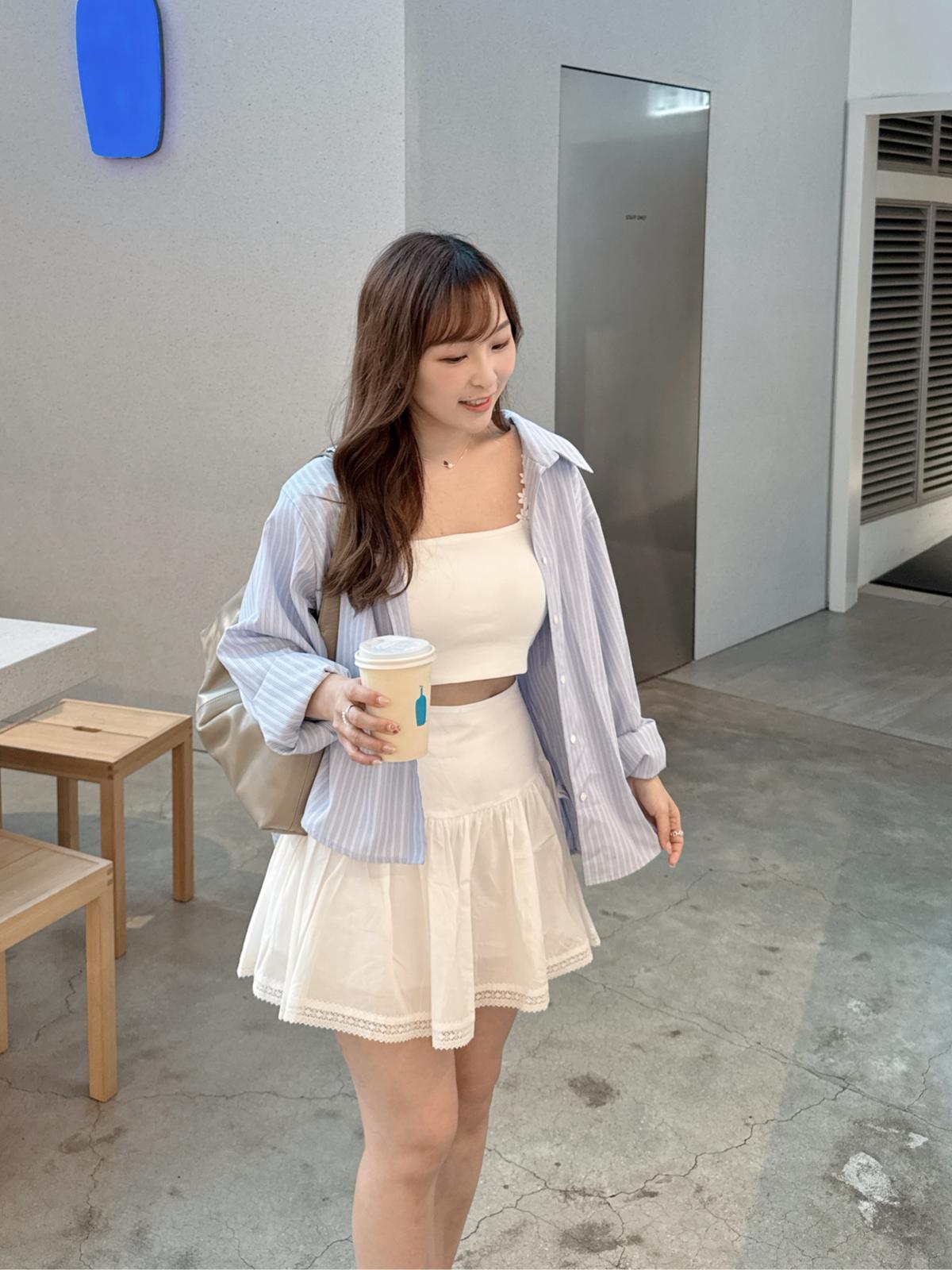 【慵懶休閒感】法式直間紋配色襯衫