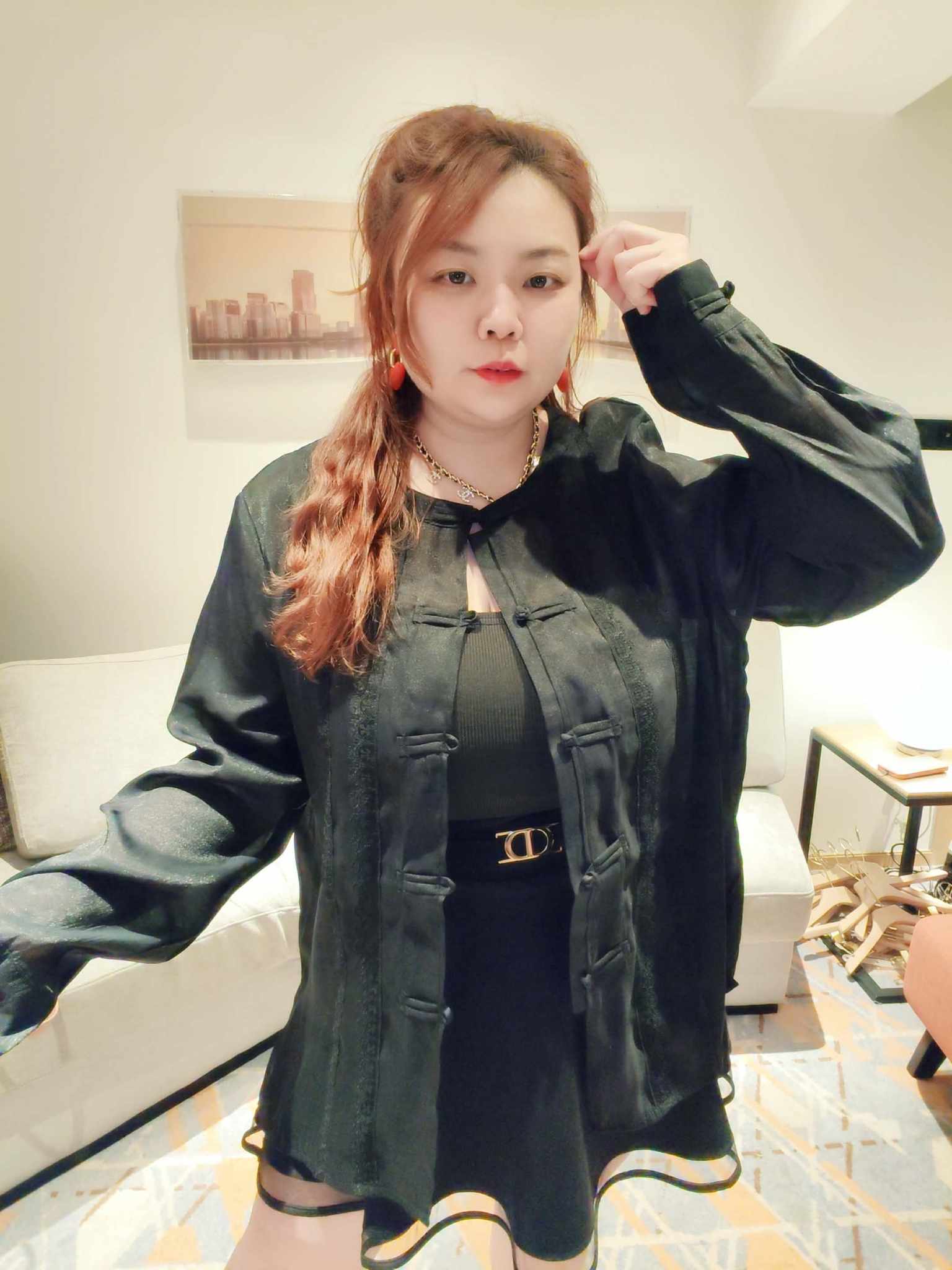 YCI02 26011 中古风蕾丝花边盘扣薄纱外套