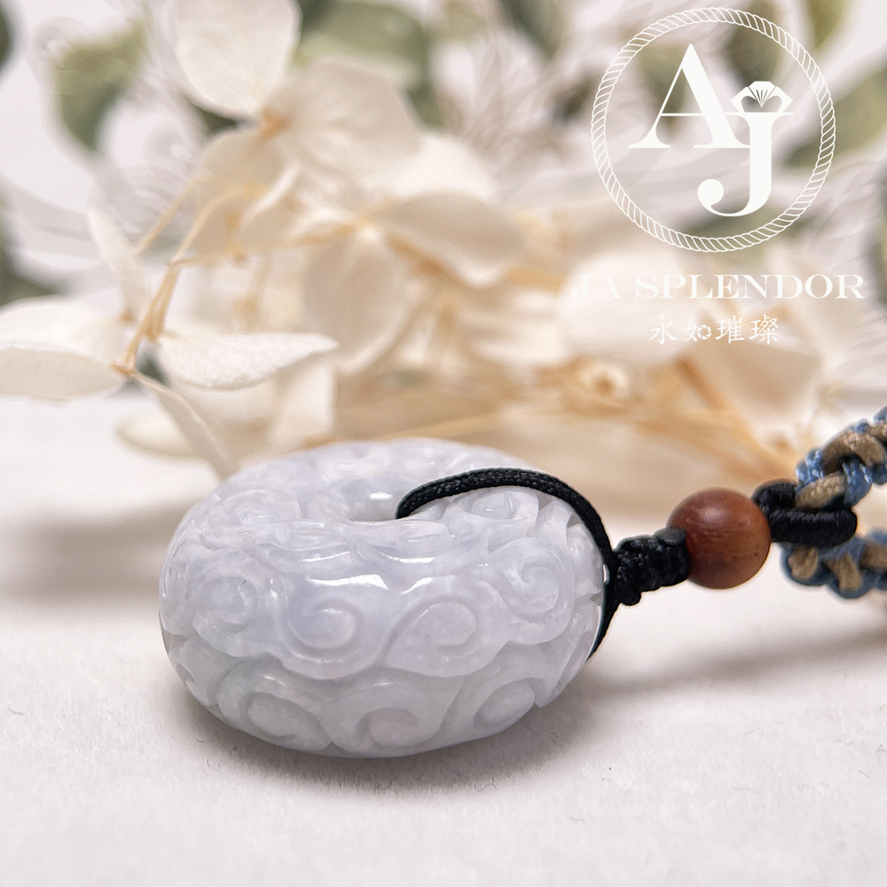 JN-3299 天然翡翠A玉 復古回紋順利招財黃翡精工雕刻平安扣