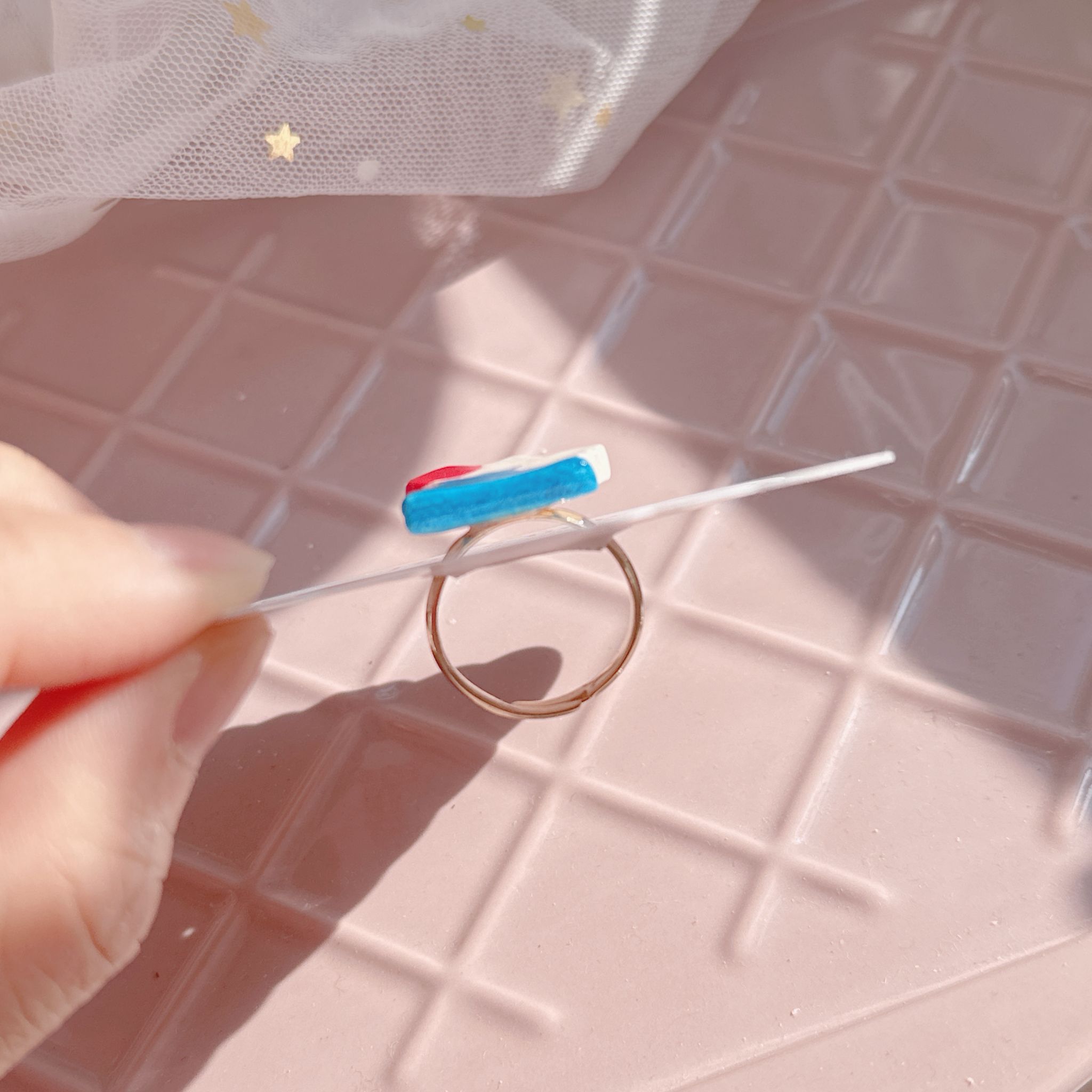 手繪 富士山日出 戒指 可調鬆緊