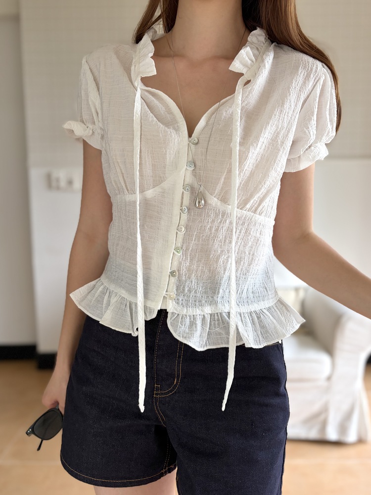 Lucie Ruffle Blouse (White)