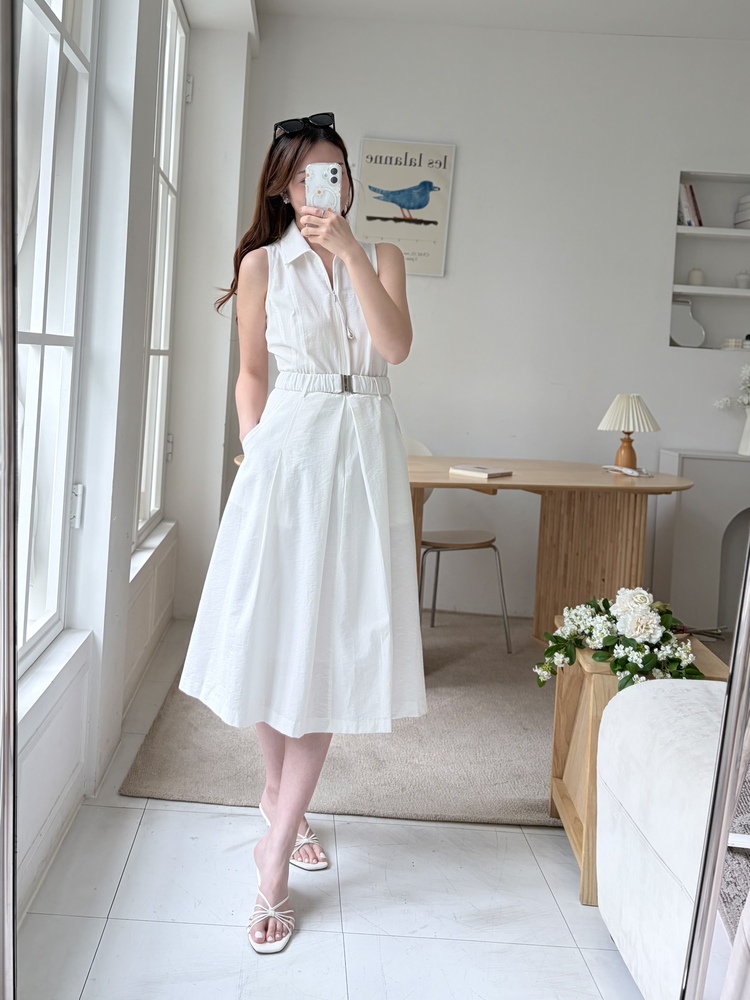 Jardin Belted Zip-Front Dress