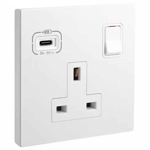 Legrand Galion 白 13A單蘇有掣連Type C USB 插座