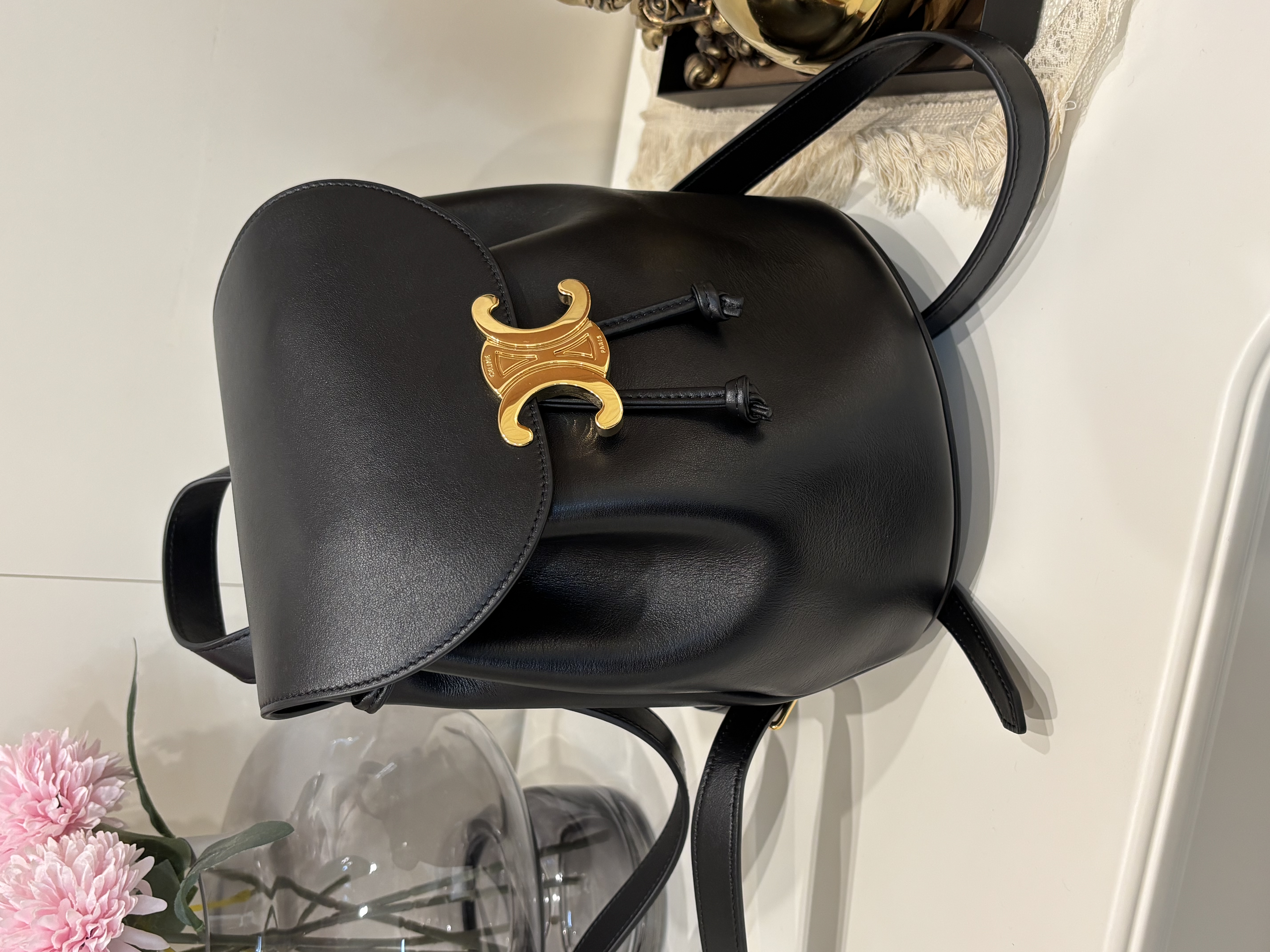 Celine Bonnie Backpack 黑色金扣 100%Authentic, 98%New ✅Dust bag