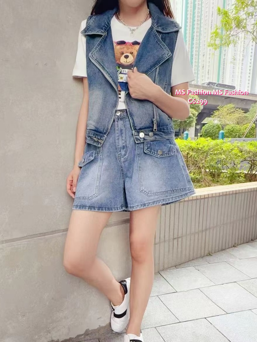 G6299 韓國🇰🇷反領牛仔背心外套