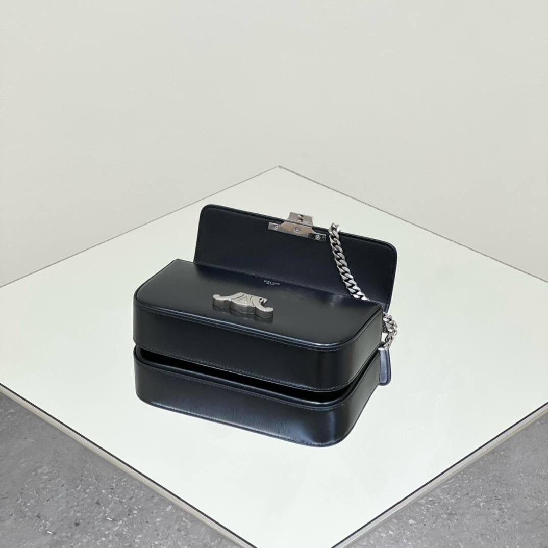 🔥大货实拍图 𝗖𝗘𝗟𝗜𝗡𝗘 ♥ 𝗧𝗥𝗜𝗢𝗠𝗣𝗛𝗘链条腋下包 型号：197993 尺寸：20.5*11.5*4cm