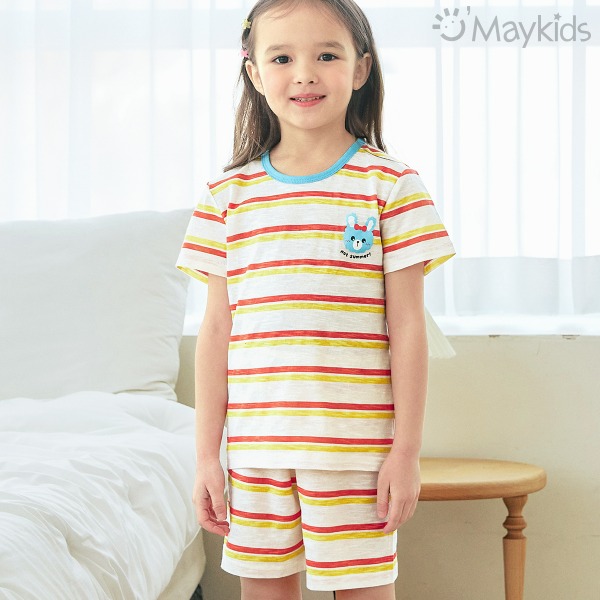 Maykids 5分袖家居服 (橫間兔)