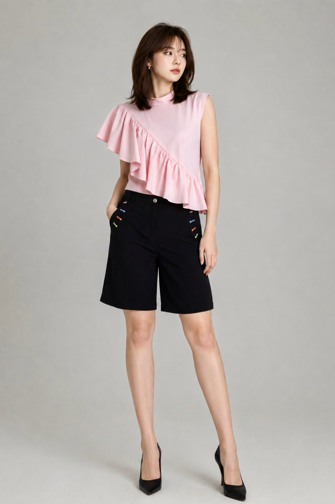 31137 Candy Stitch Tailored Bermuda Pants