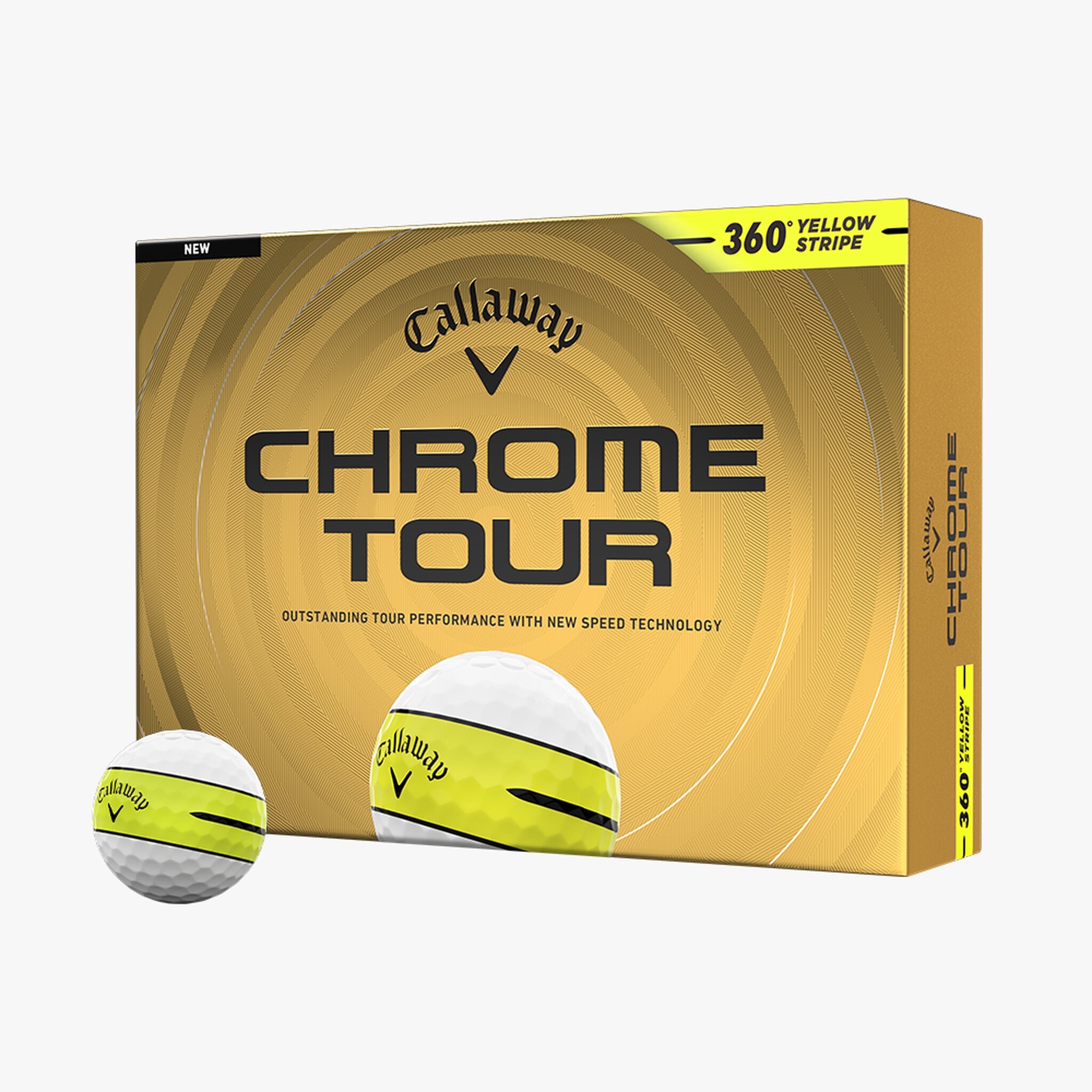 CALLAWAY CHROME TOUR 360 Stripe 四層球- 黃色