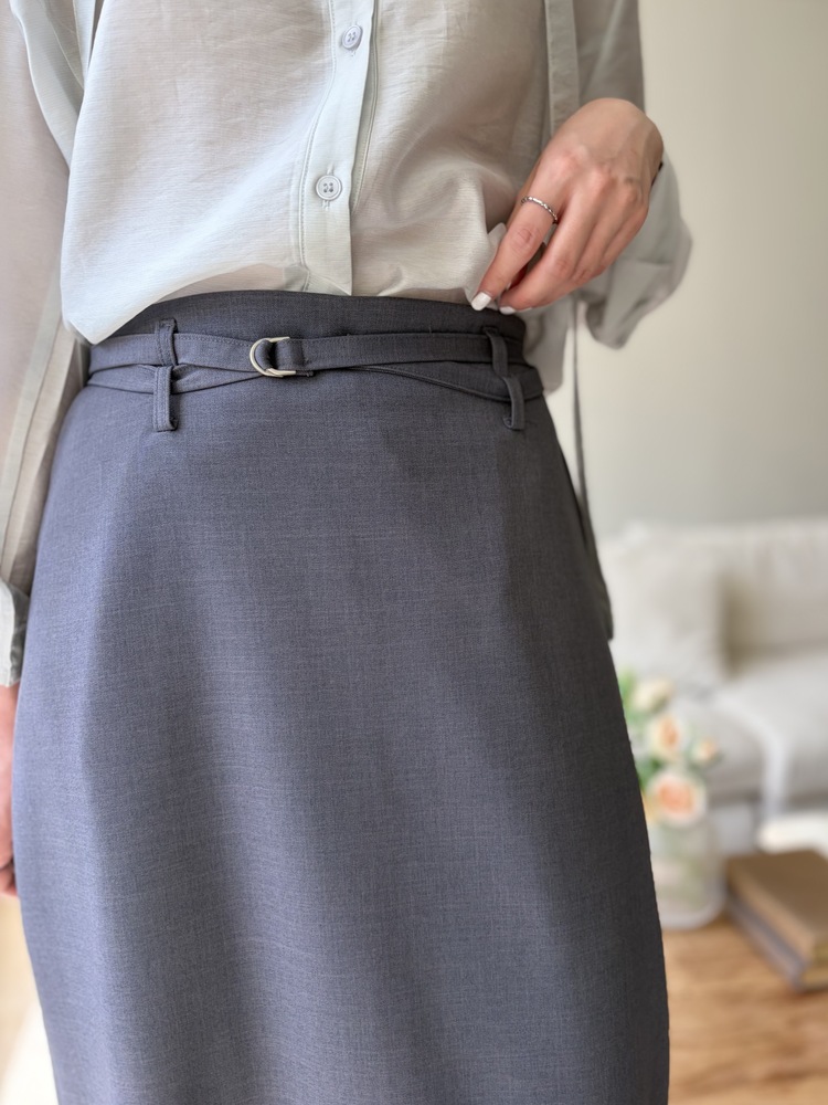 Colette Layered Belted Skirt (Charcoal)