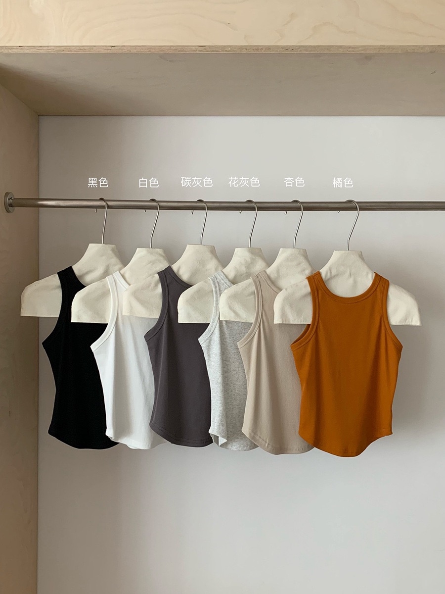 Plain Casual Tank Top 韩版休闲螺纹弹力背心（6 colours)