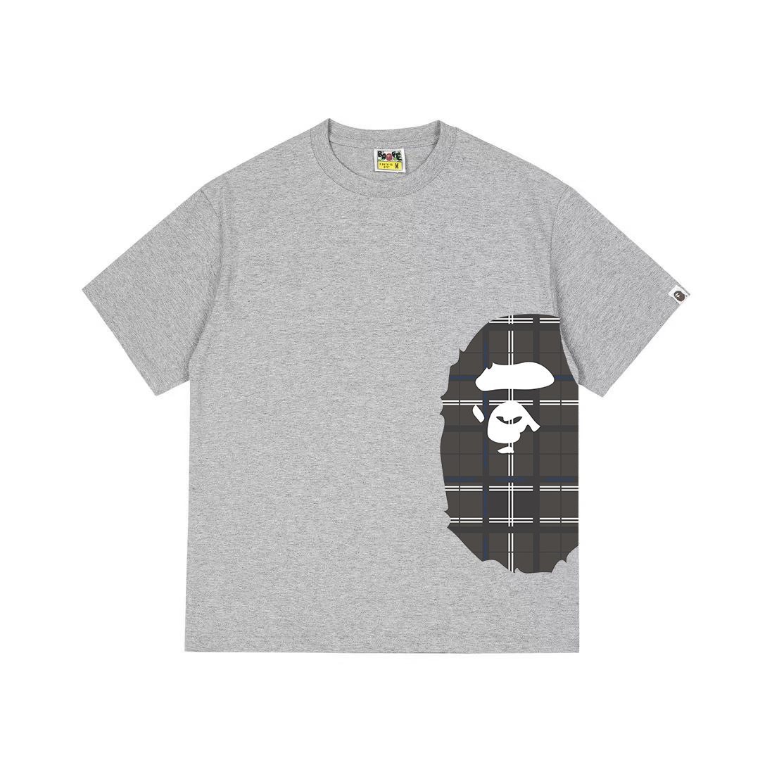 Bape Logo Check Side Big Ape Head Tee