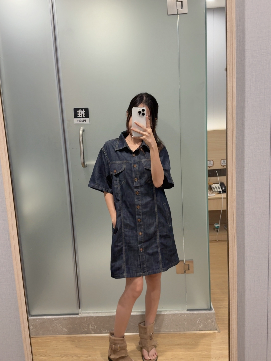 韩版复古牛仔短袖连身裙R3090