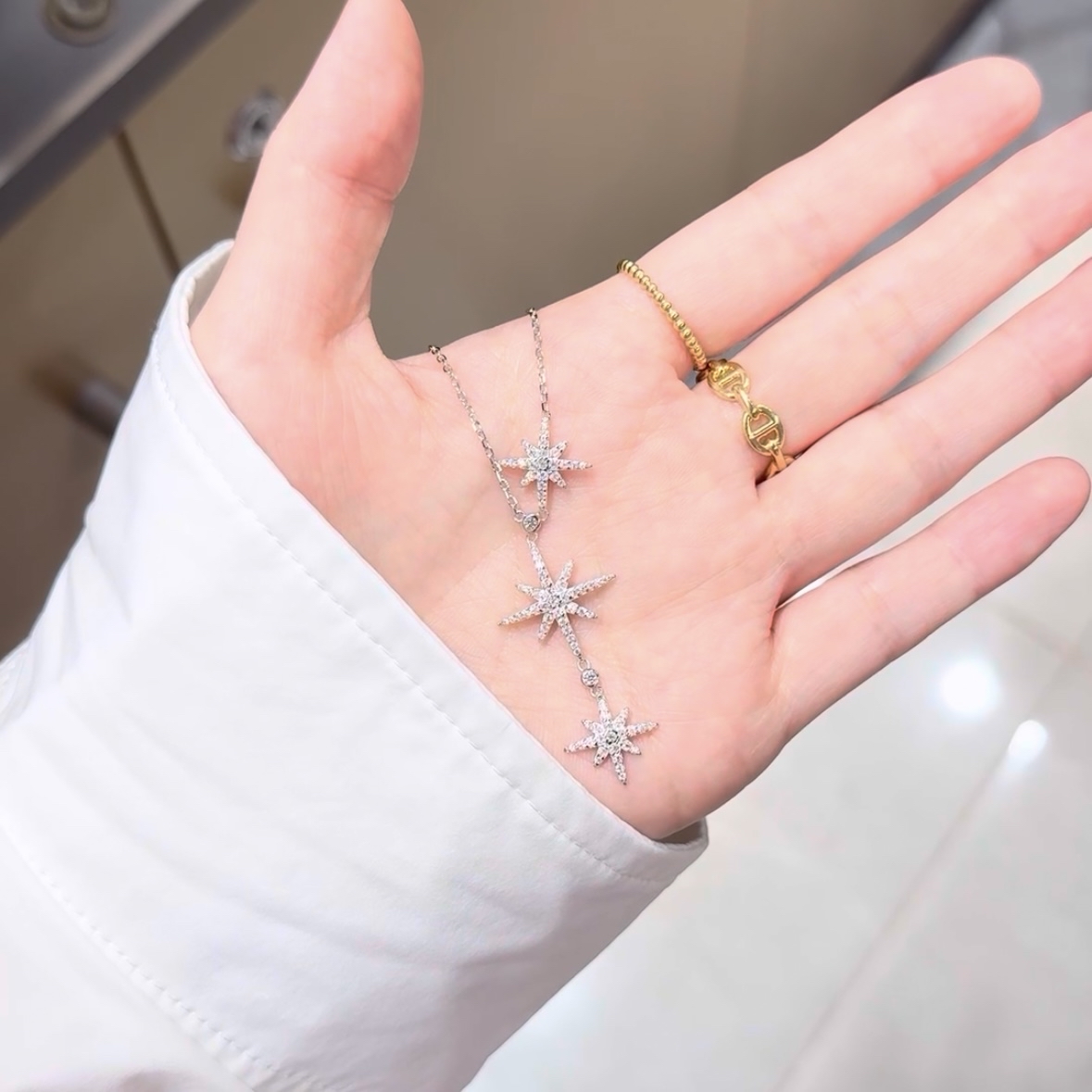 莫桑钻 六芒星项链✨