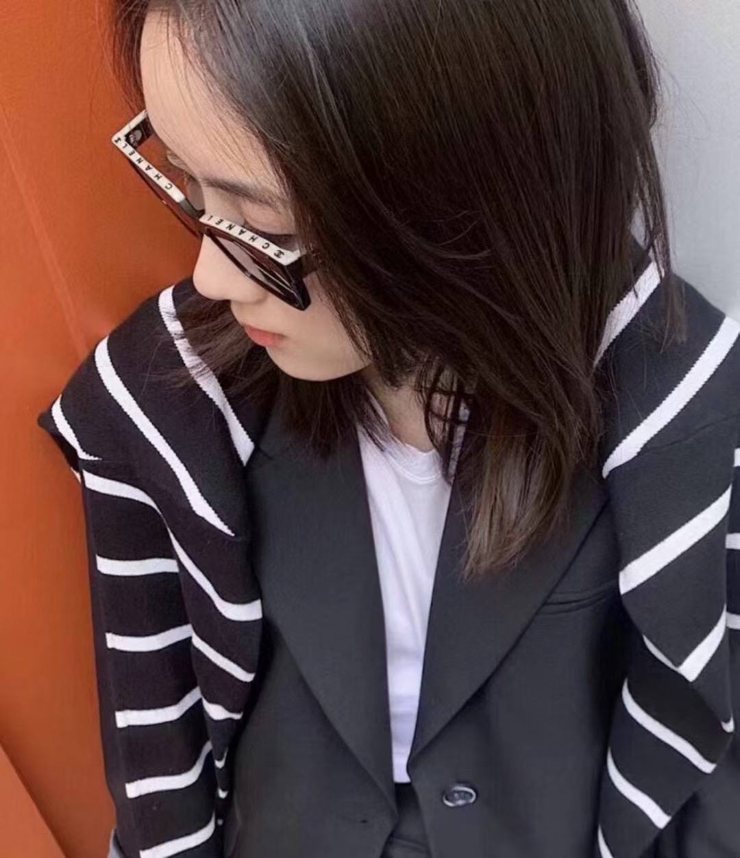 現貨✨🫶🏻Chanel 拼接字母太陽眼鏡 nude color